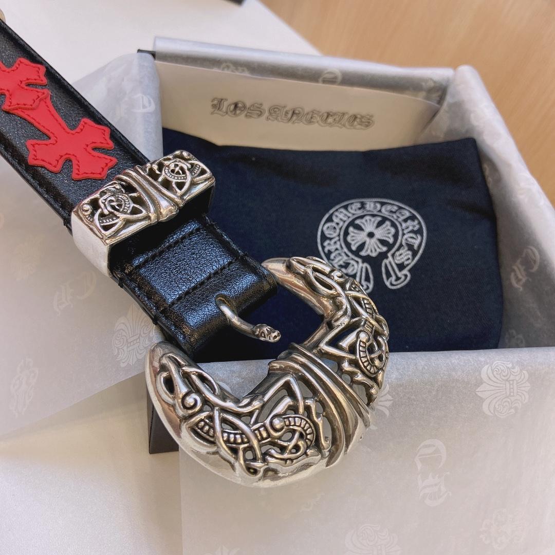 Chrome Hearts Leather Belt    3.8cm - DopestKickz