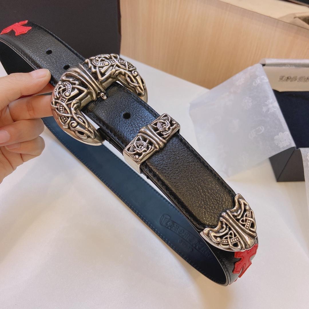 Chrome Hearts Leather Belt    3.8cm - DopestKickz