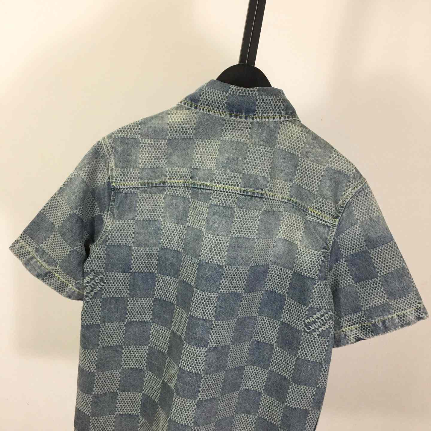 Louis Vuitton Damier 3D Light Denim Short-Sleeved Shirt   1AHVYX - DopestKickz