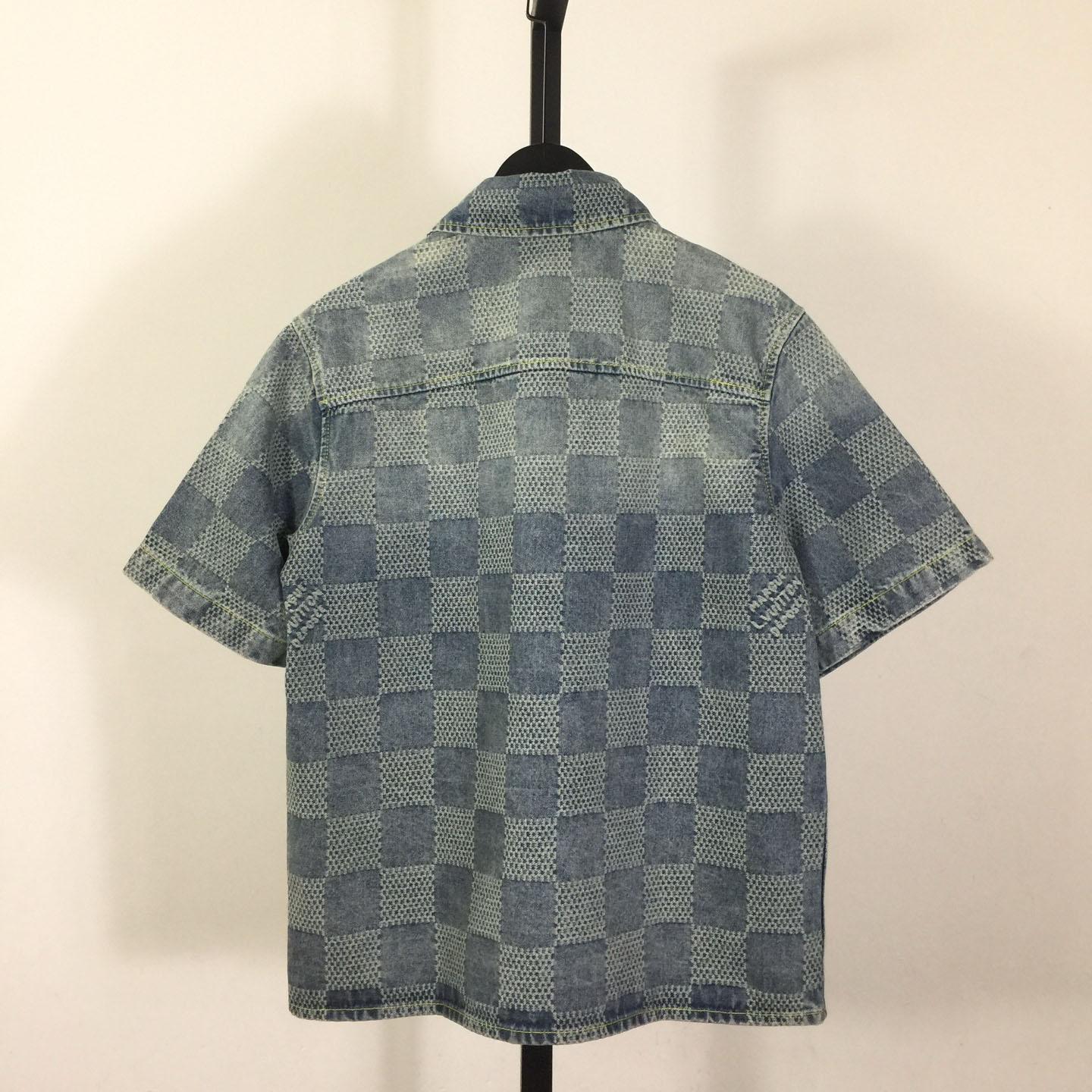Louis Vuitton Damier 3D Light Denim Short-Sleeved Shirt   1AHVYX - DopestKickz