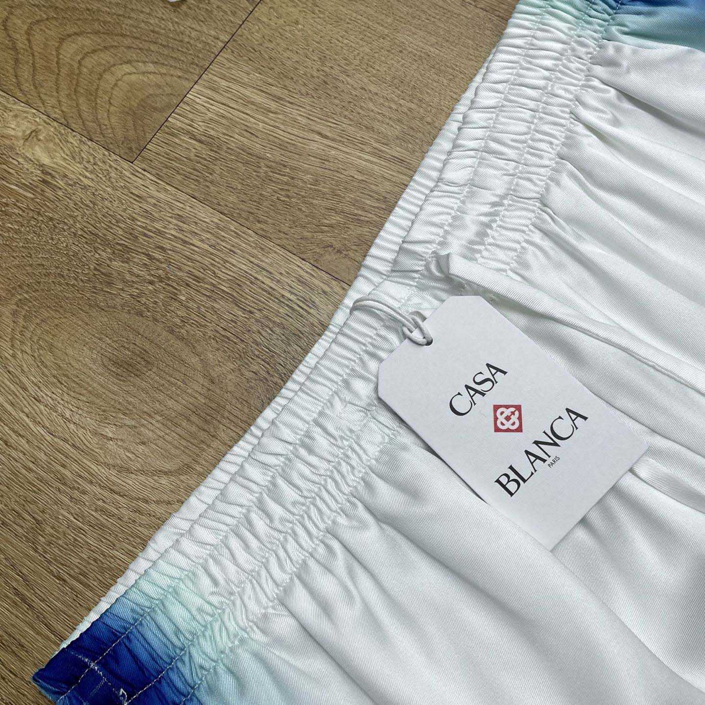 Casablanca White & Blue 'Casa Way' Skate Silk Shorts   CA3538 - DopestKickz