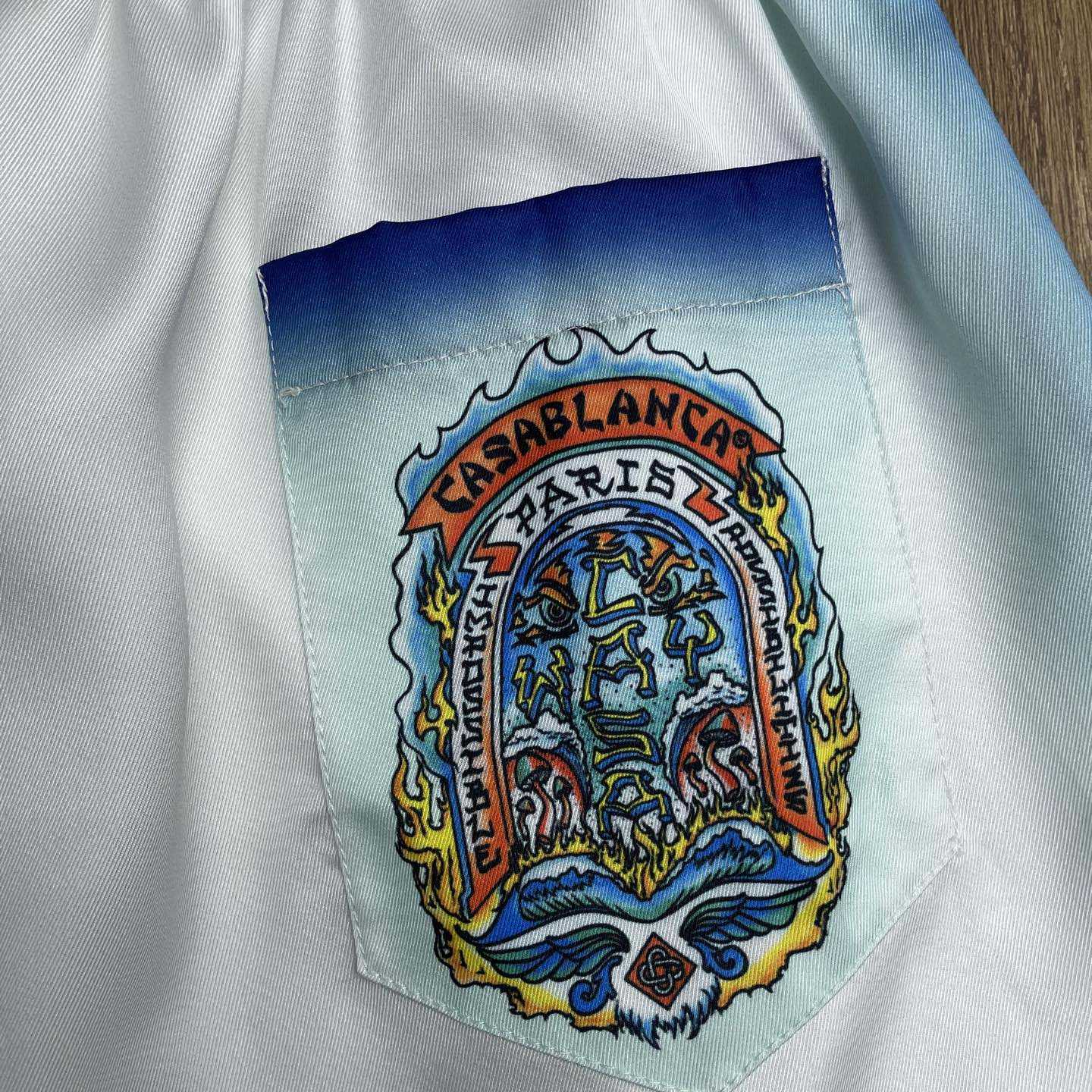 Casablanca White & Blue 'Casa Way' Skate Silk Shorts   CA3538 - DopestKickz