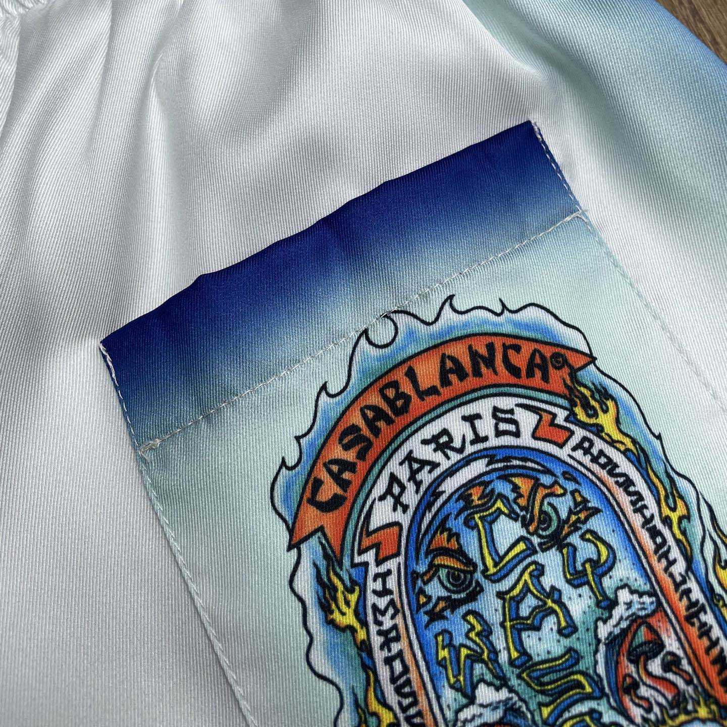 Casablanca White & Blue 'Casa Way' Skate Silk Shorts   CA3538 - DopestKickz