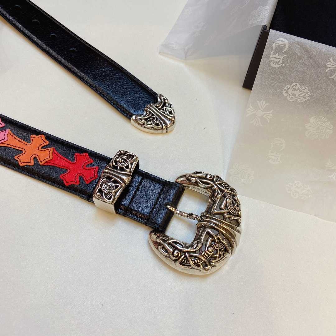 Chrome Hearts Leather Belt    3.8cm - DopestKickz