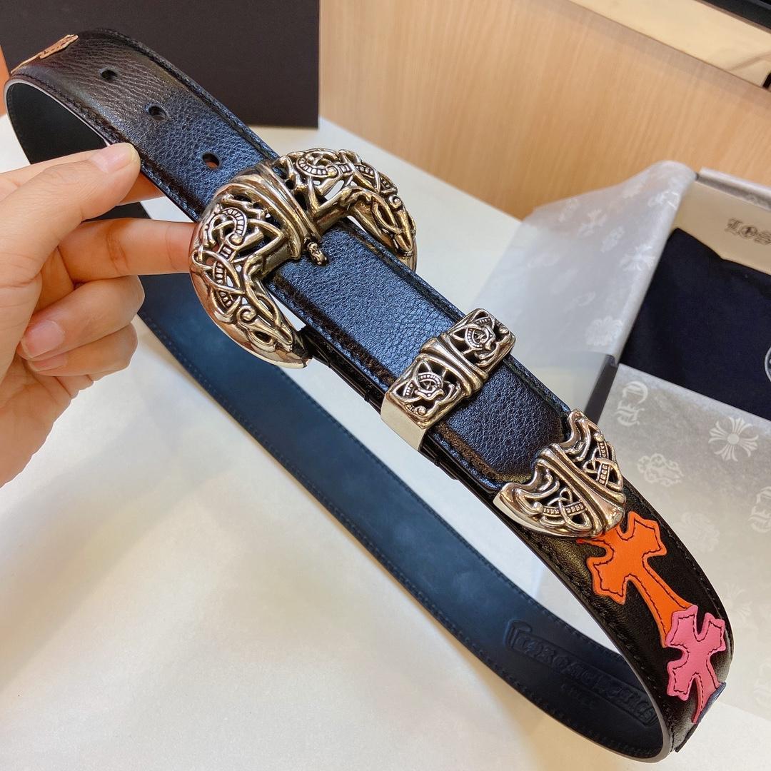 Chrome Hearts Leather Belt    3.8cm - DopestKickz