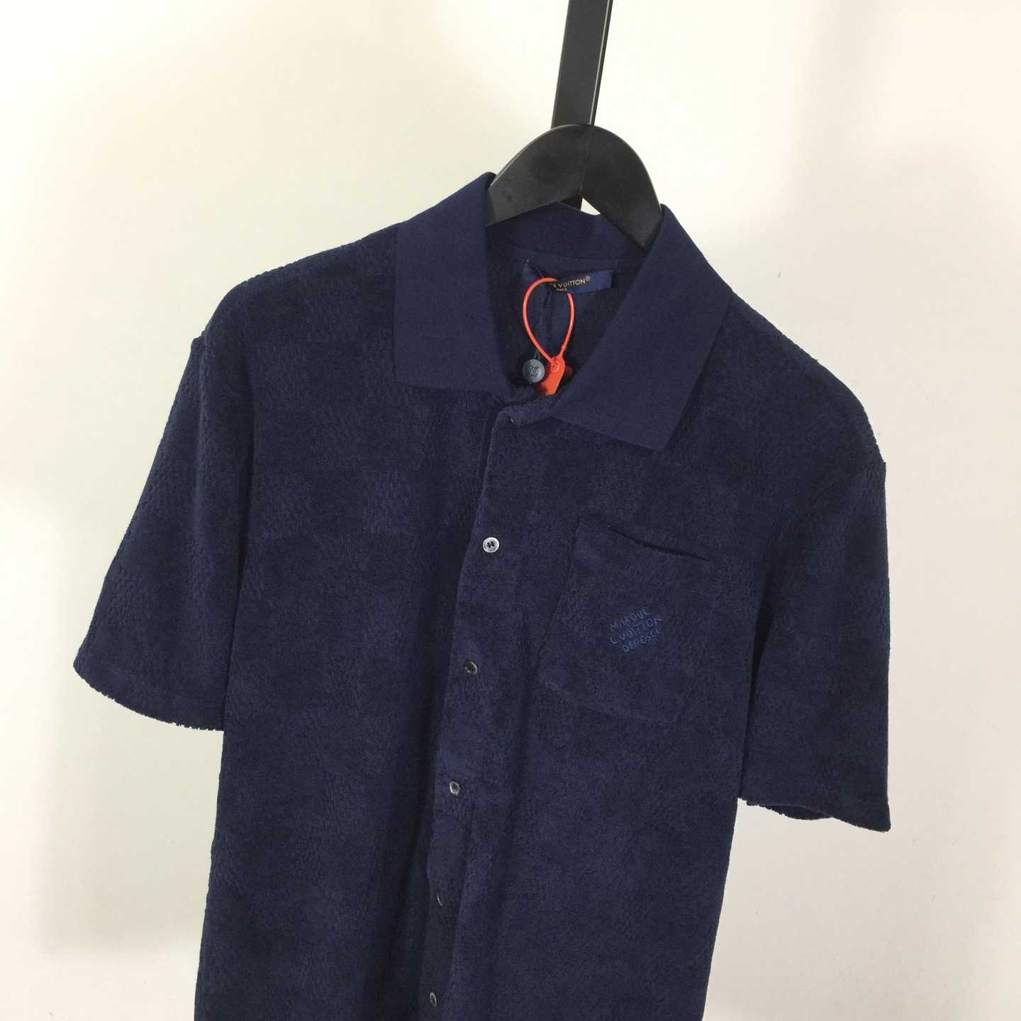 Louis Vuitton Damier French Terry Short-Sleeved Cotton-Blend Shirt   1AGK51 - DopestKickz