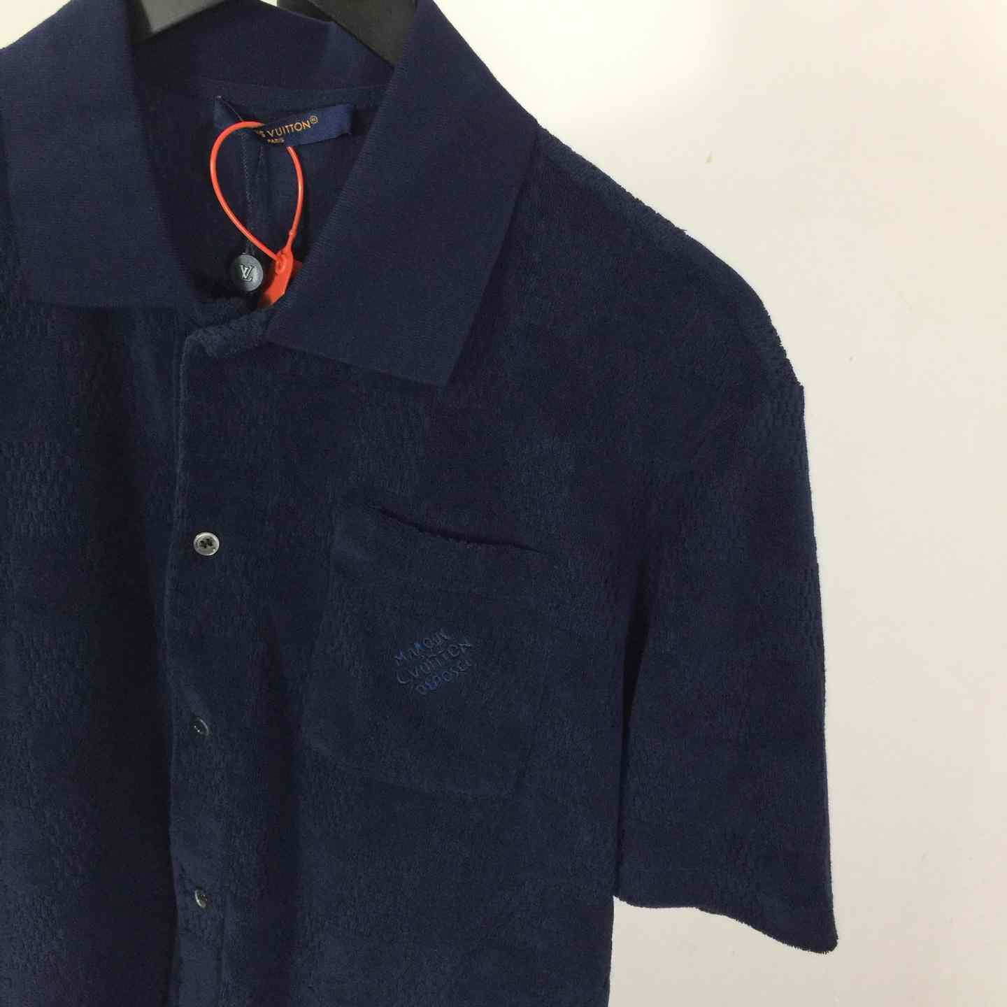 Louis Vuitton Damier French Terry Short-Sleeved Cotton-Blend Shirt   1AGK51 - DopestKickz