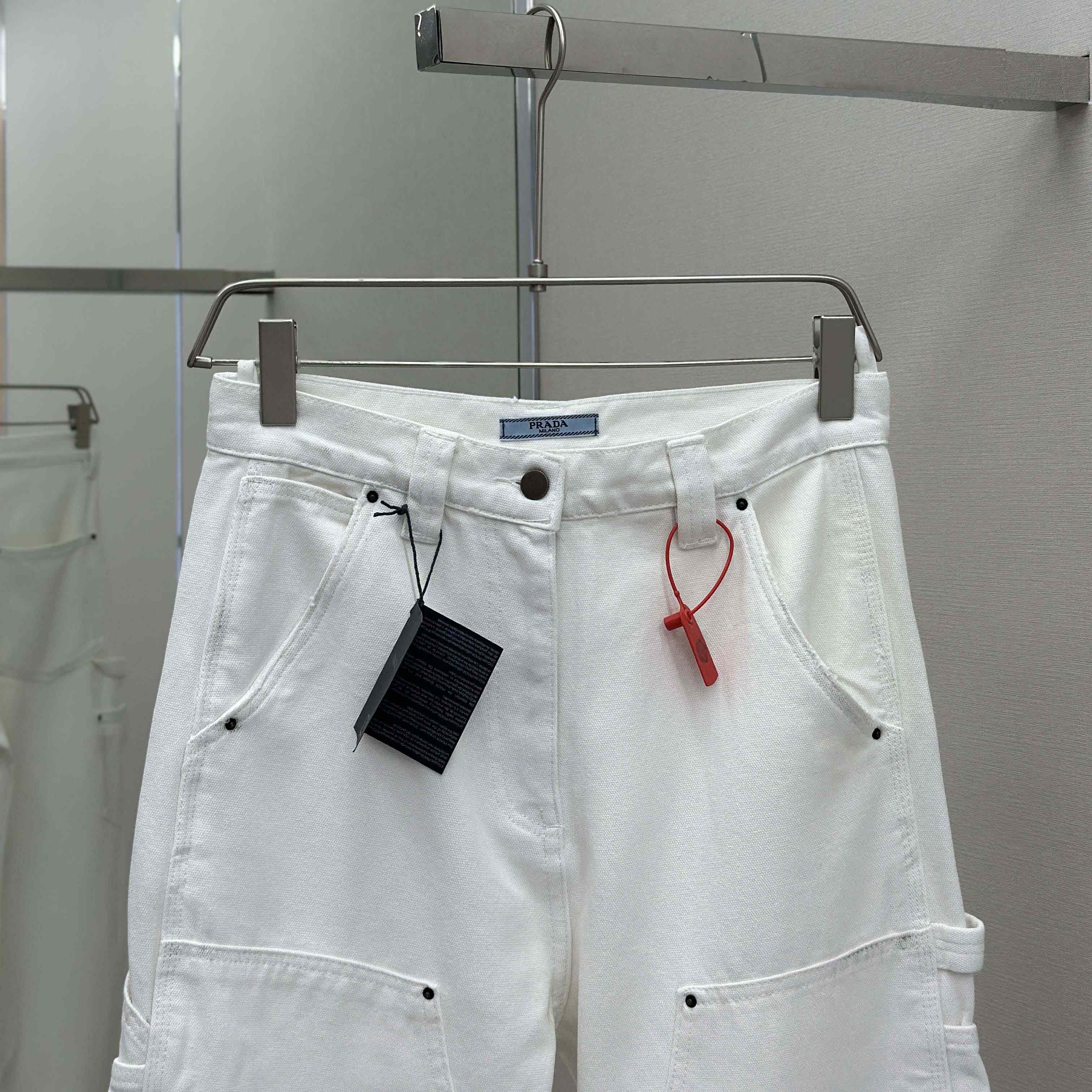 Prada White Old Canvas Pants - DopestKickz