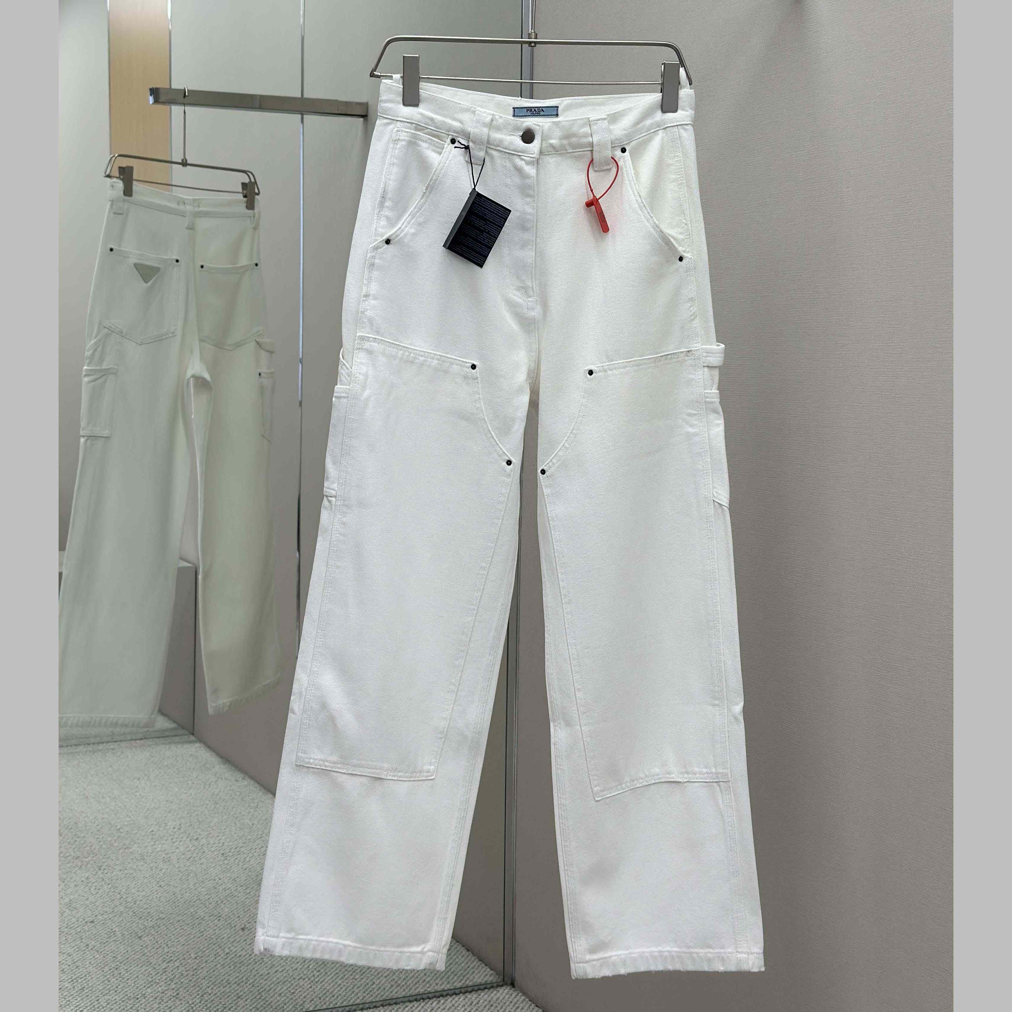 Prada White Old Canvas Pants - DopestKickz