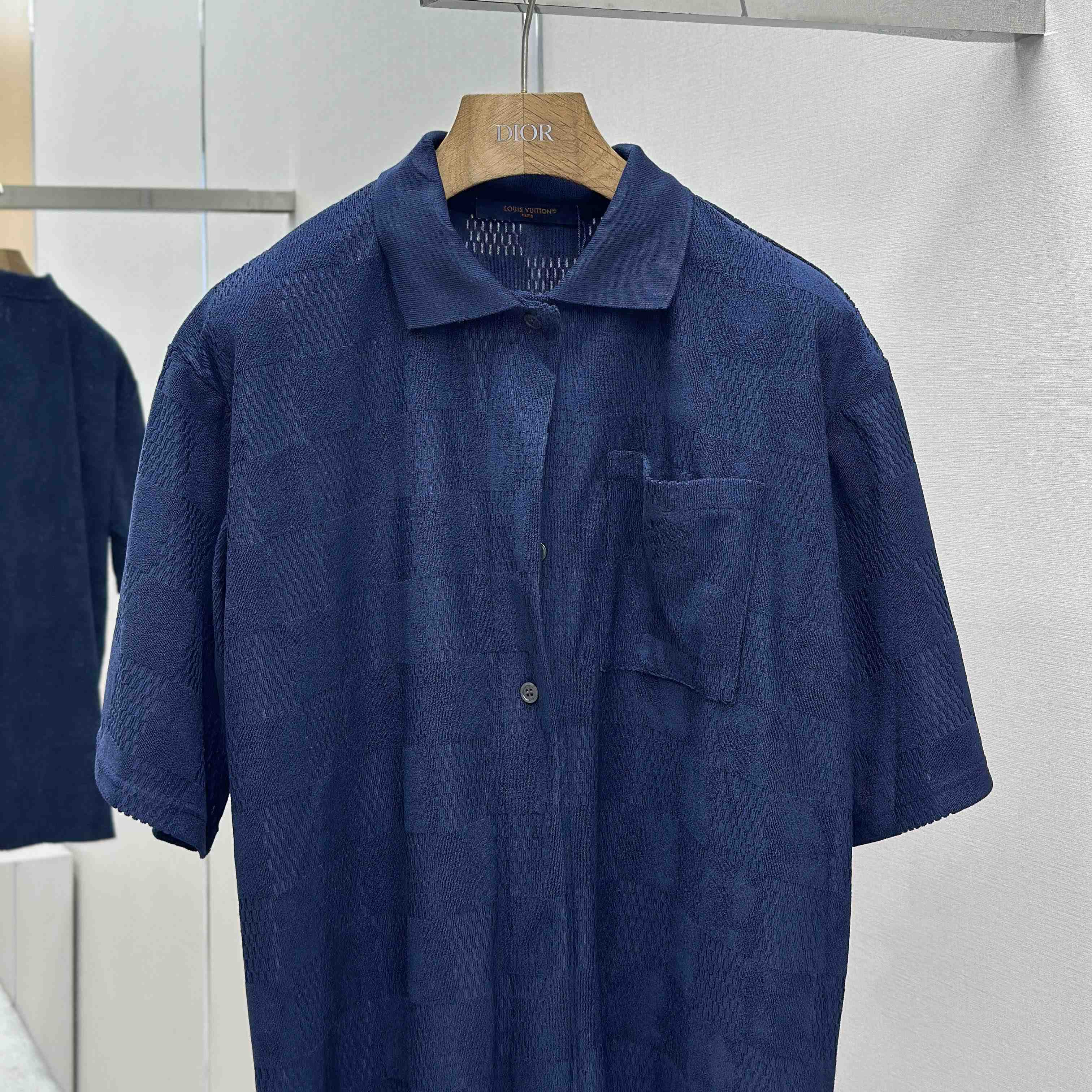 Louis Vuitton Damier French Terry Short-Sleeved Cotton-Blend Shirt   1AGK51 - DopestKickz