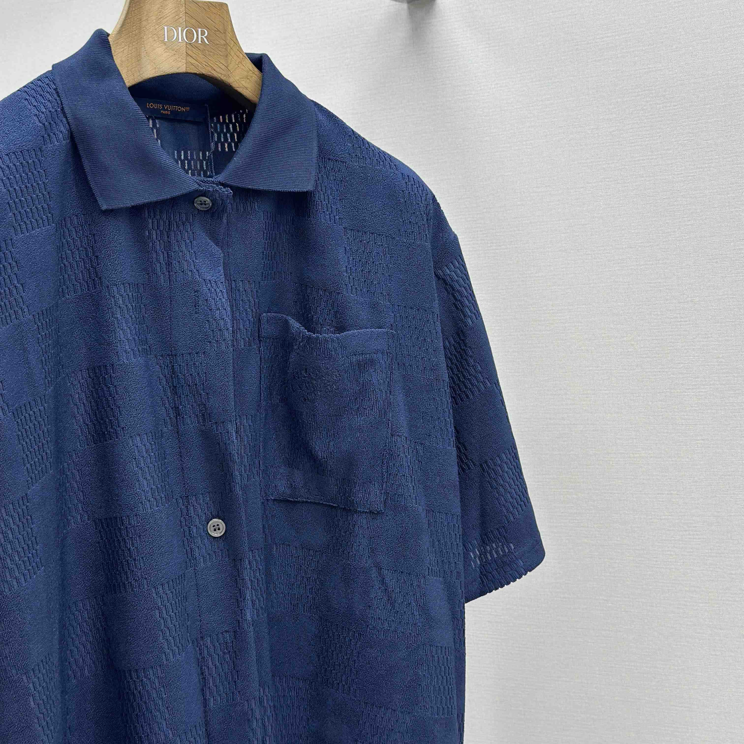 Louis Vuitton Damier French Terry Short-Sleeved Cotton-Blend Shirt   1AGK51 - DopestKickz