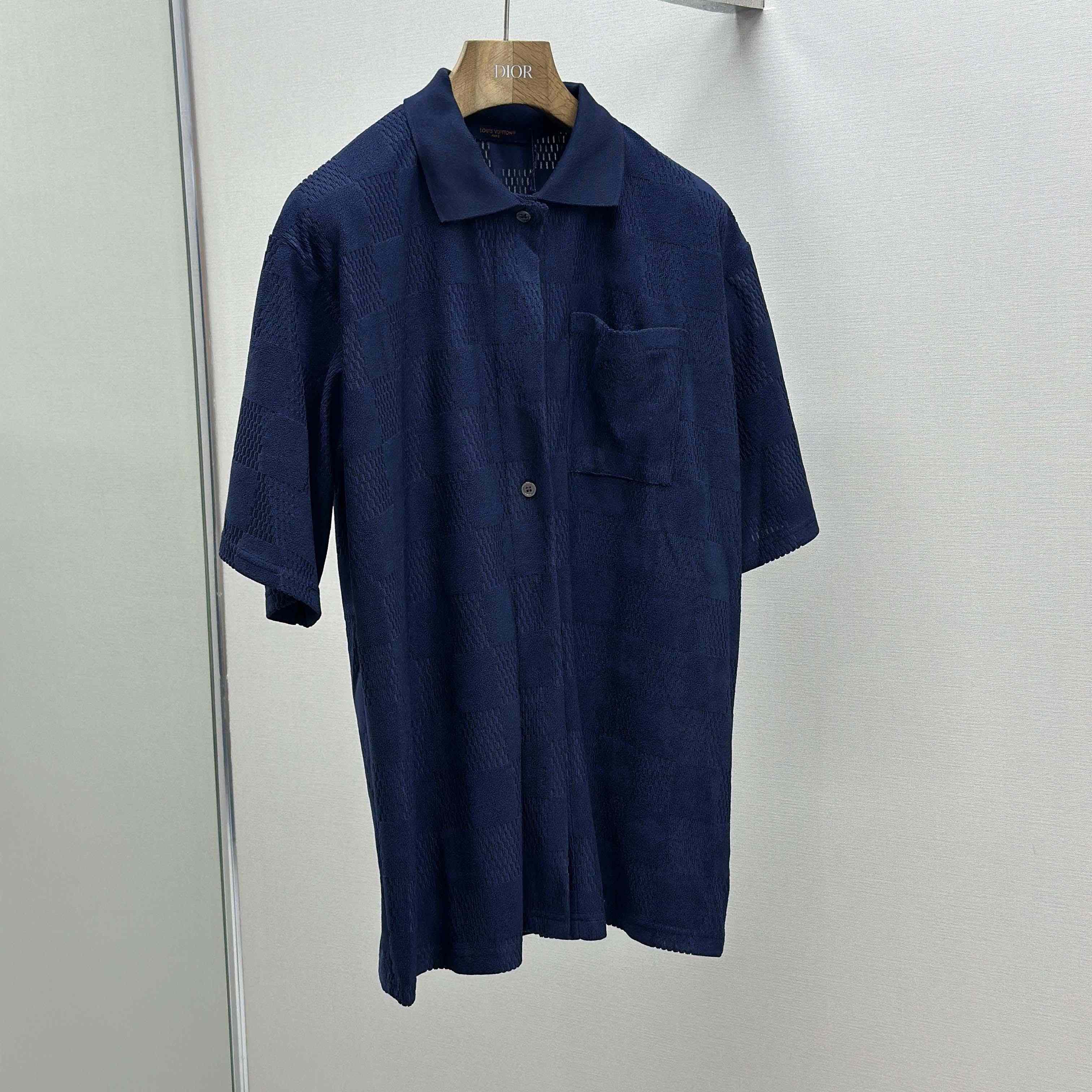 Louis Vuitton Damier French Terry Short-Sleeved Cotton-Blend Shirt   1AGK51 - DopestKickz