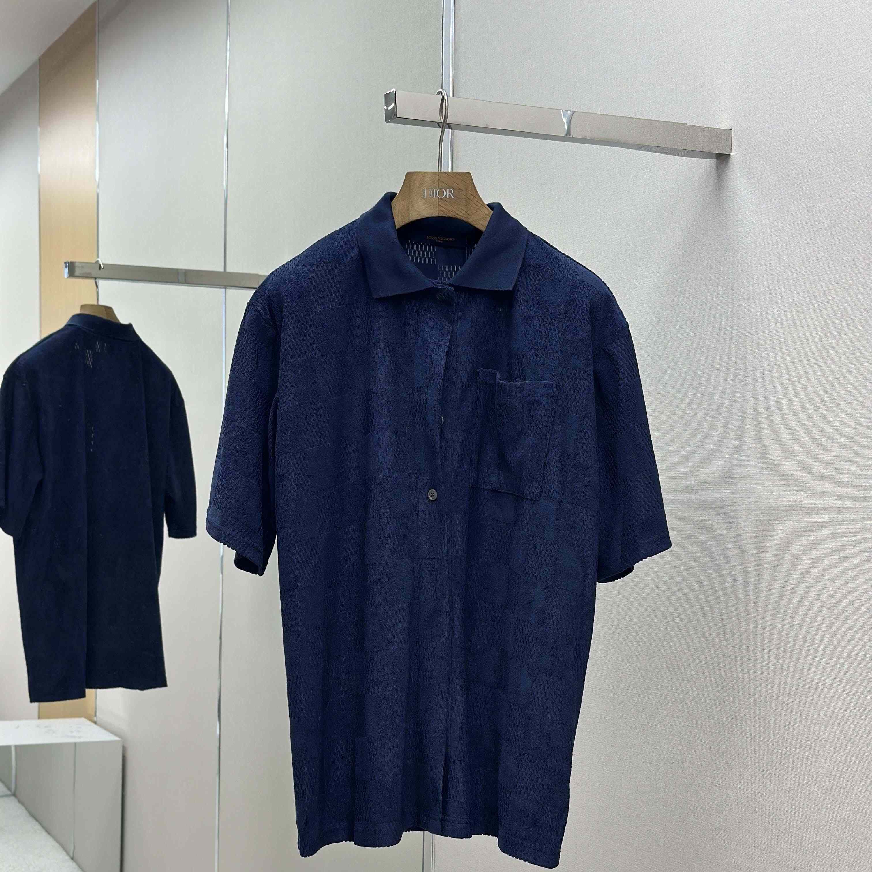 Louis Vuitton Damier French Terry Short-Sleeved Cotton-Blend Shirt   1AGK51 - DopestKickz