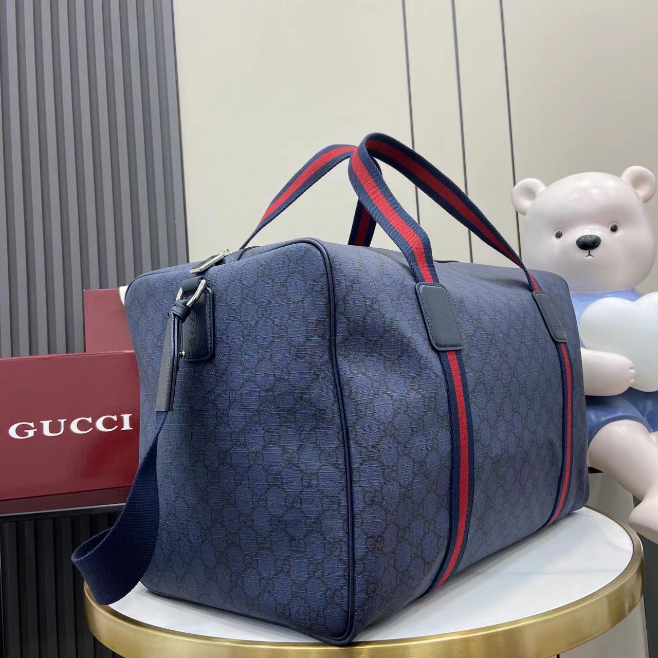 Gucci Medium Duffle Bag With Web - DopestKickz