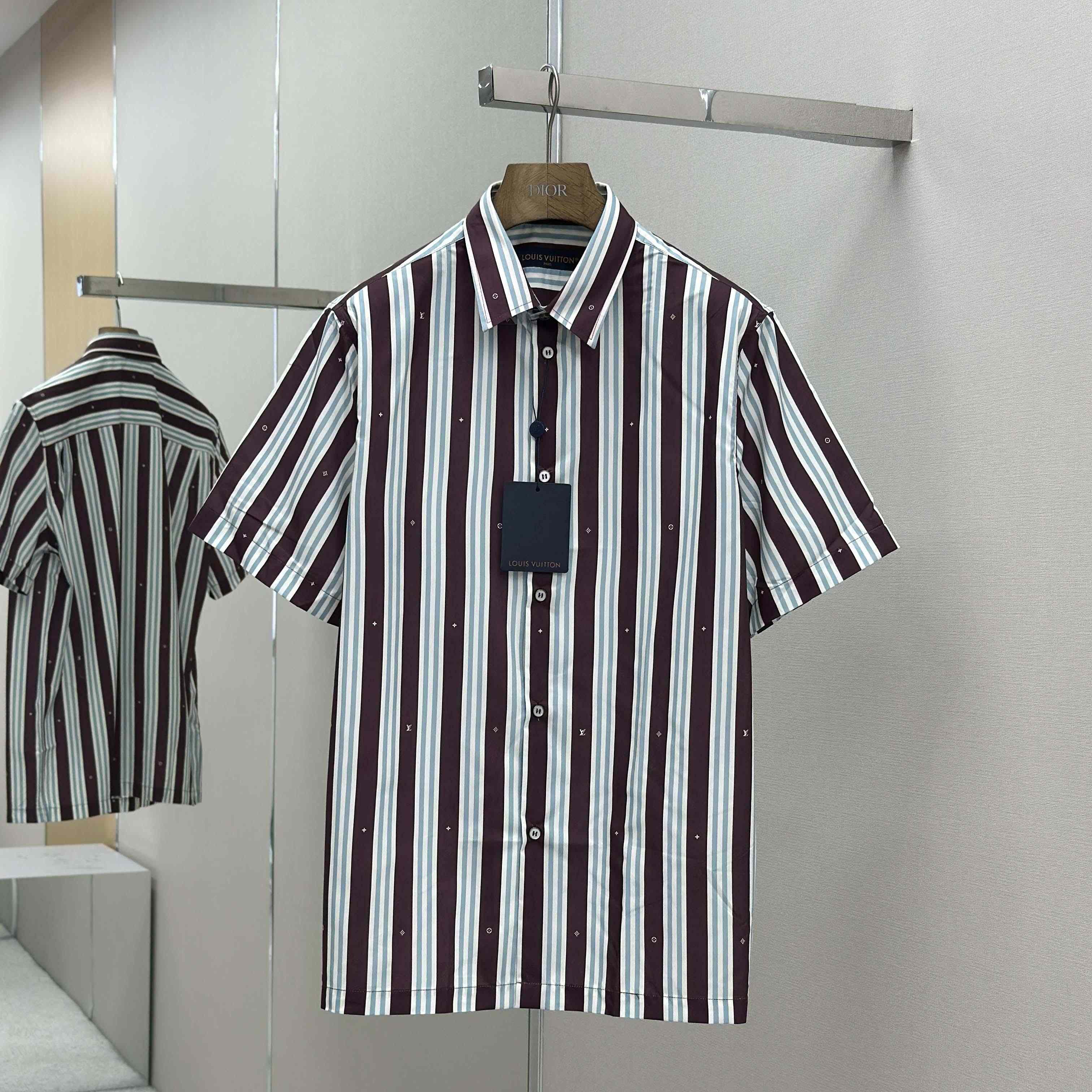 Louis Vuitton Striped Short-Sleeved Shirt   1AHVWE - DopestKickz