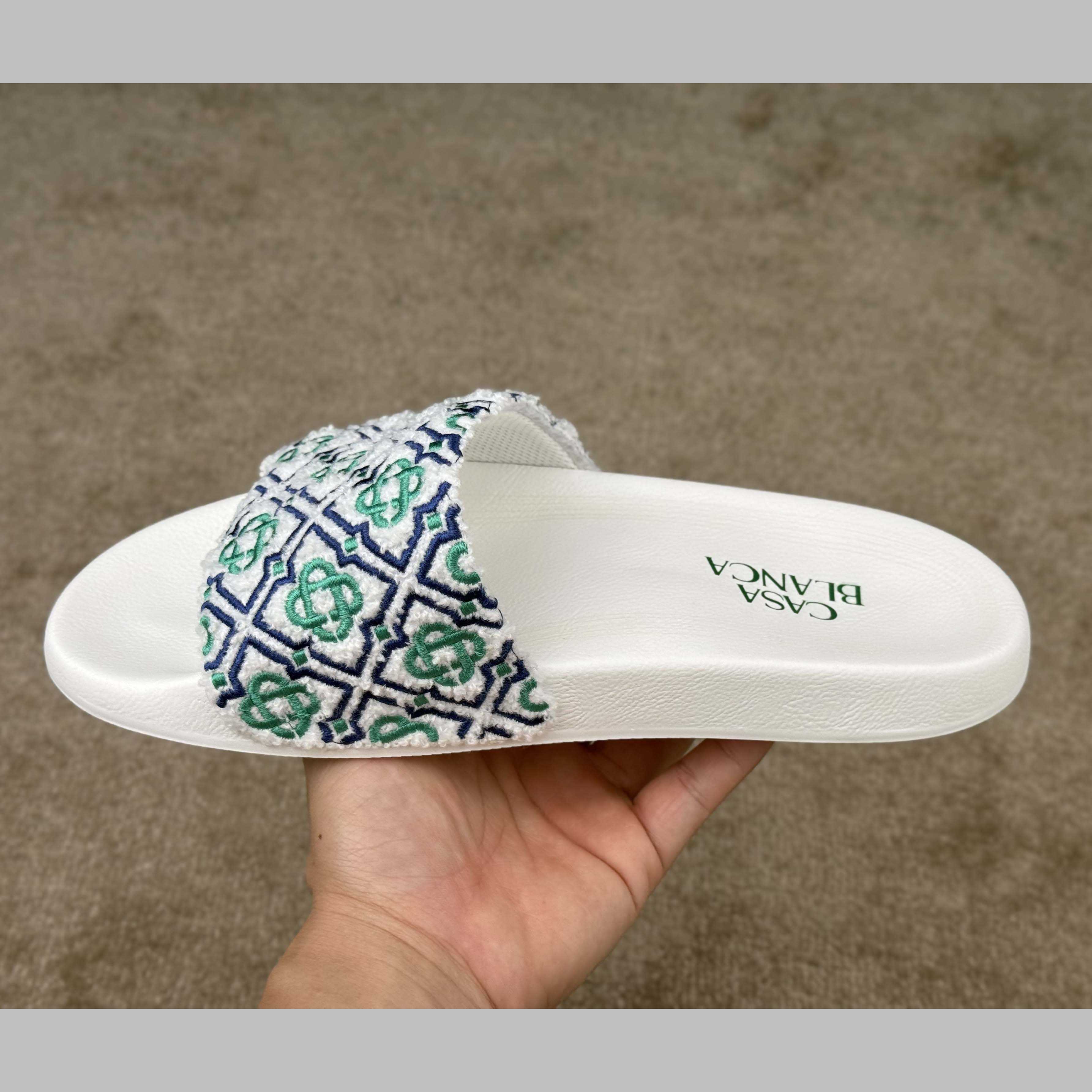 Casablanca Embroidered-monogram Slides - DopestKickz