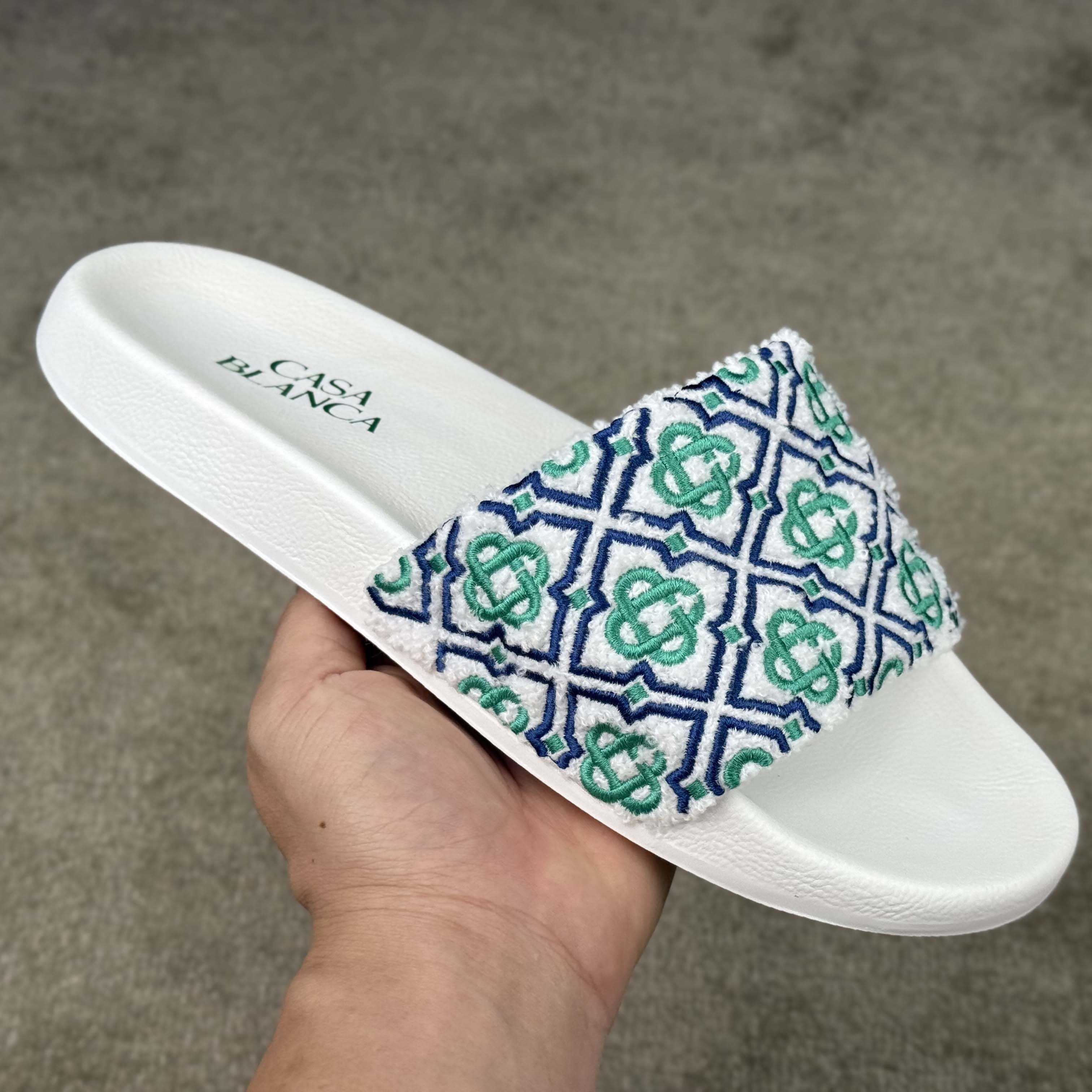 Casablanca Embroidered-monogram Slides - DopestKickz