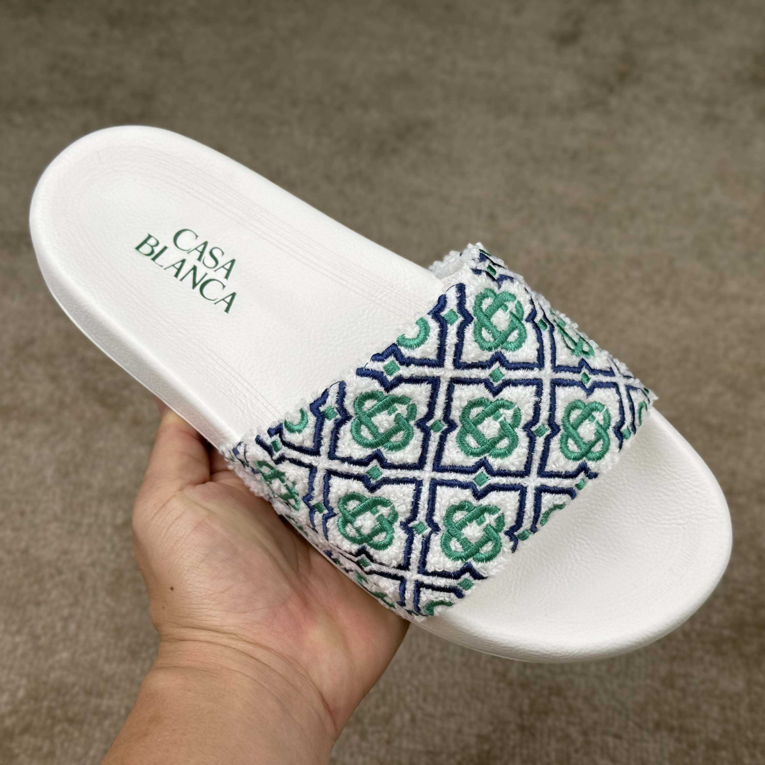 Casablanca Embroidered-monogram Slides - DopestKickz
