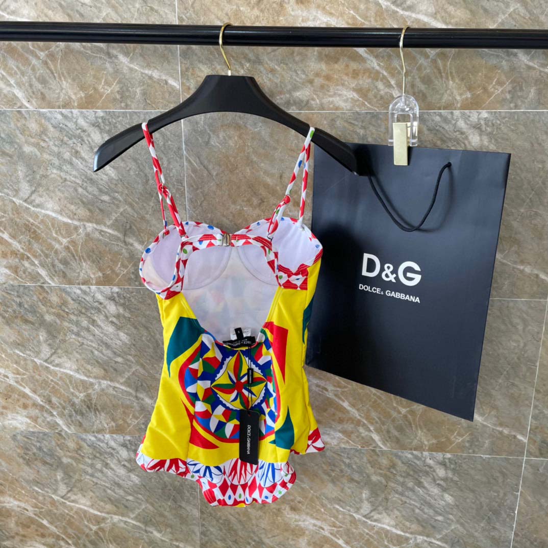 Dolce & Gabbana Carretto-print Balconette One-piece Swimsuit - DopestKickz