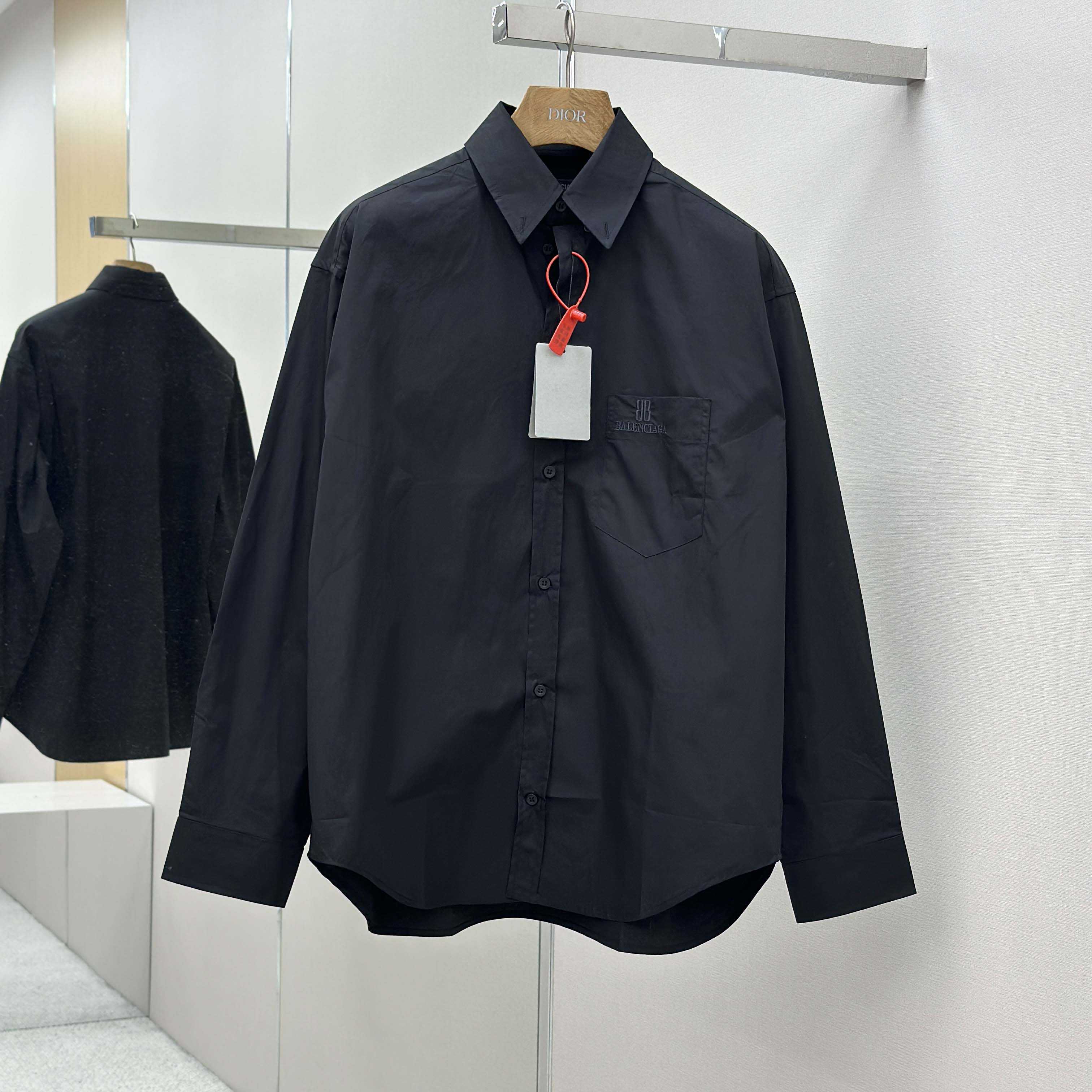 Balenciaga Large Fit Shirt In Black Cotton Poplin - DopestKickz