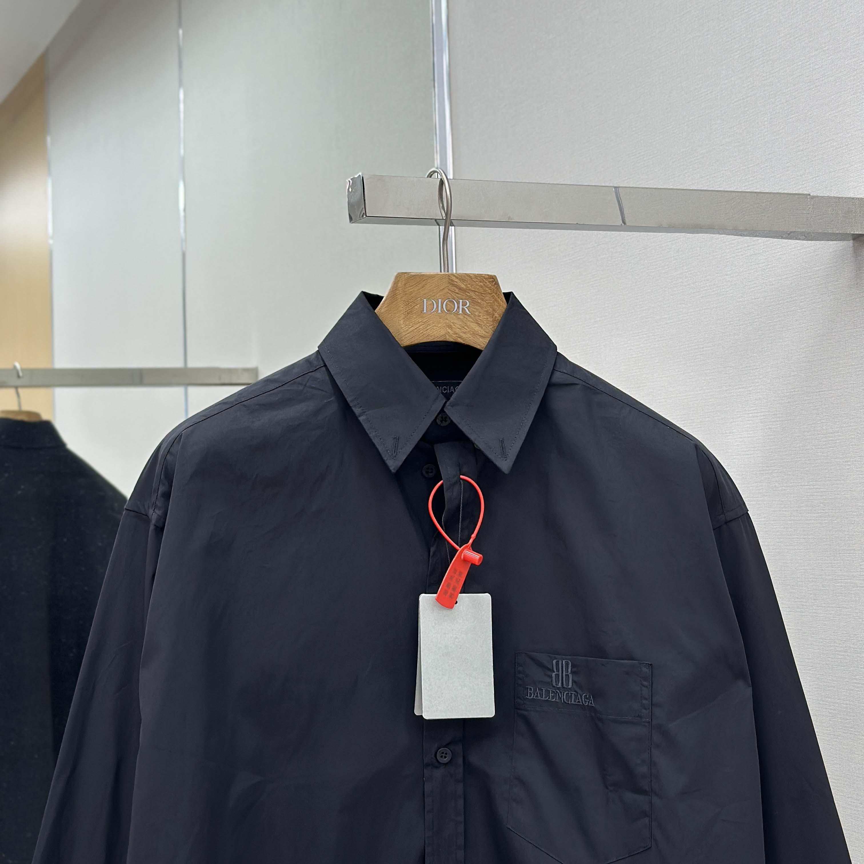 Balenciaga Large Fit Shirt In Black Cotton Poplin - DopestKickz