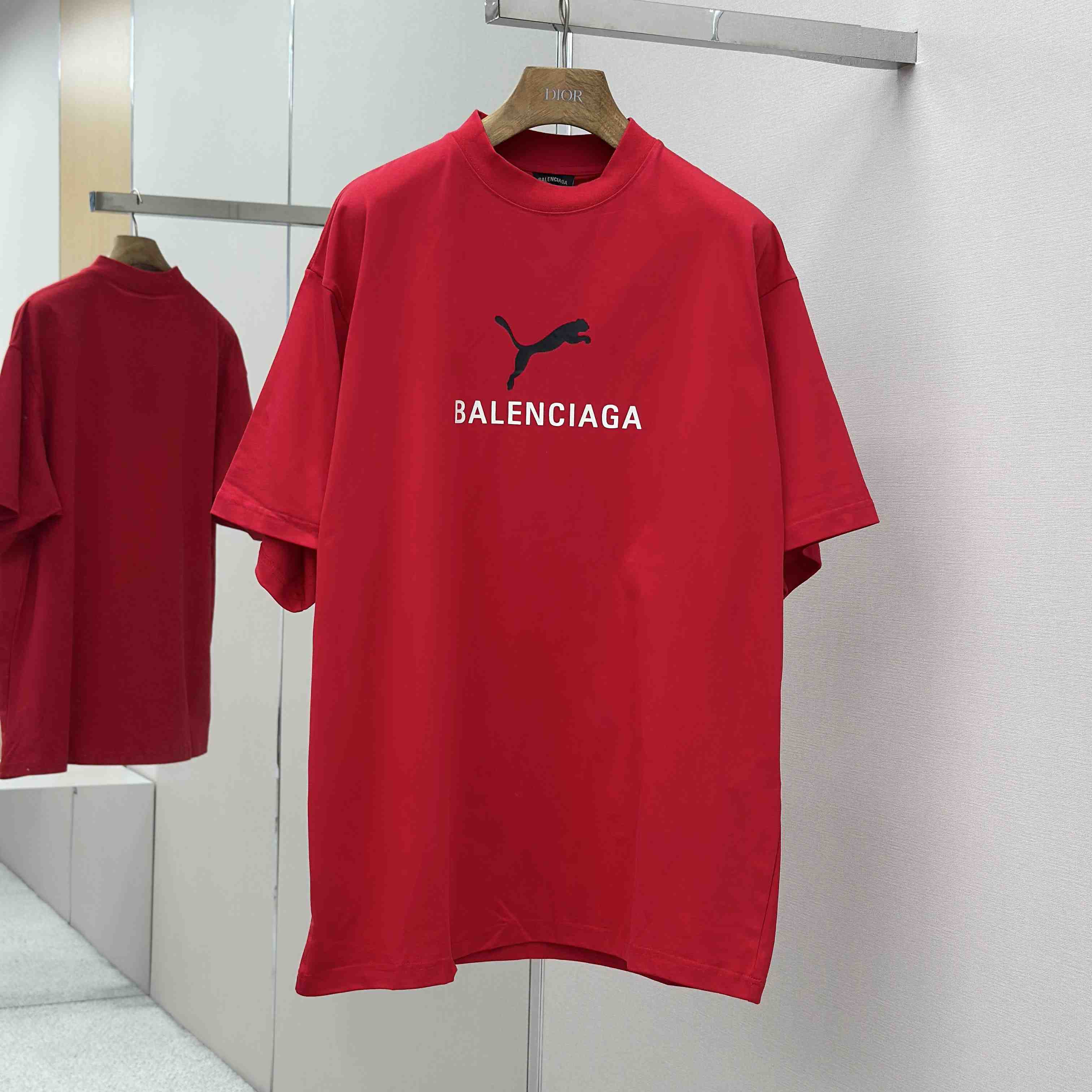 Balenciaga I PUMA Oversized T-Shirt in Red Dry Jersey - DopestKickz