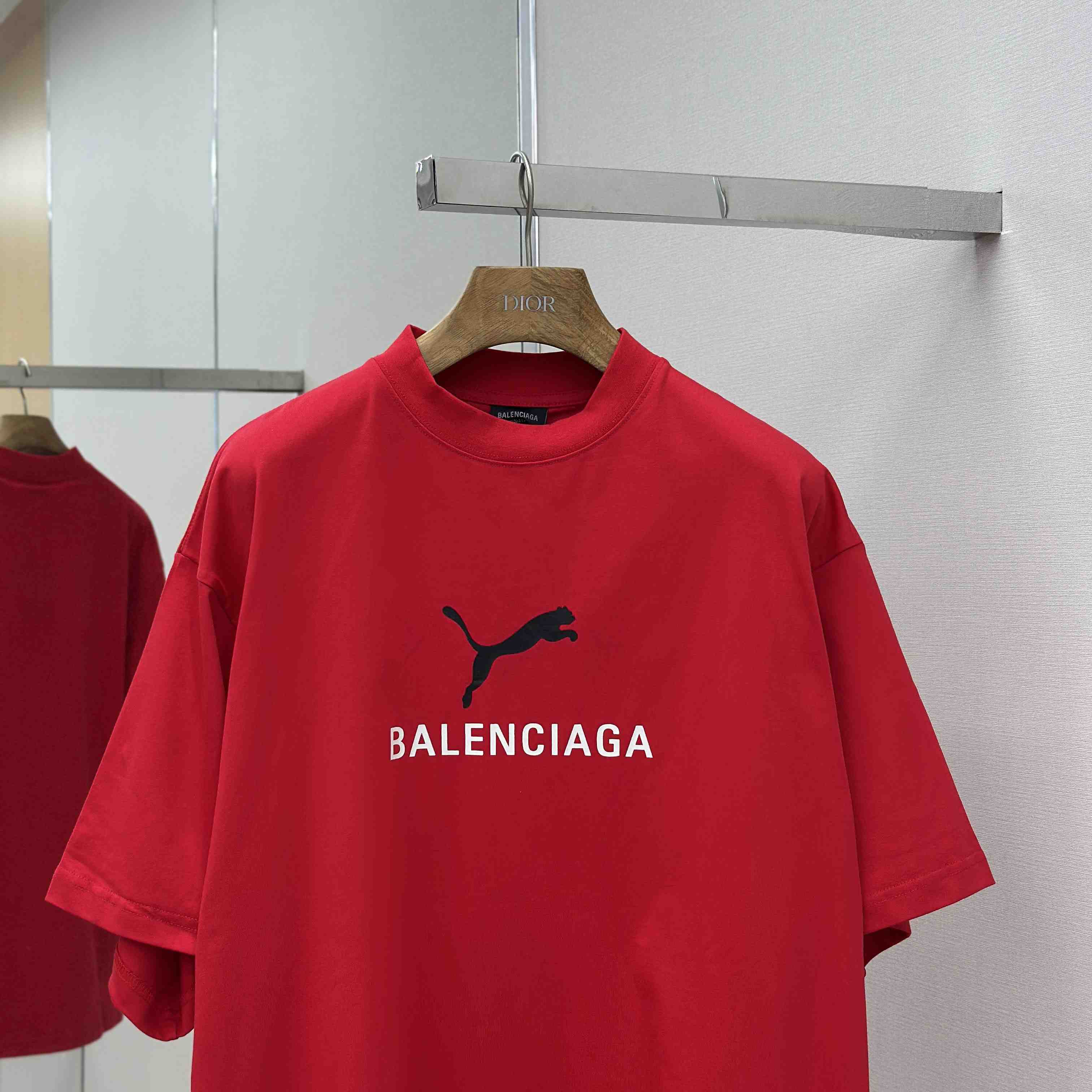 Balenciaga I PUMA Oversized T-Shirt in Red Dry Jersey - DopestKickz
