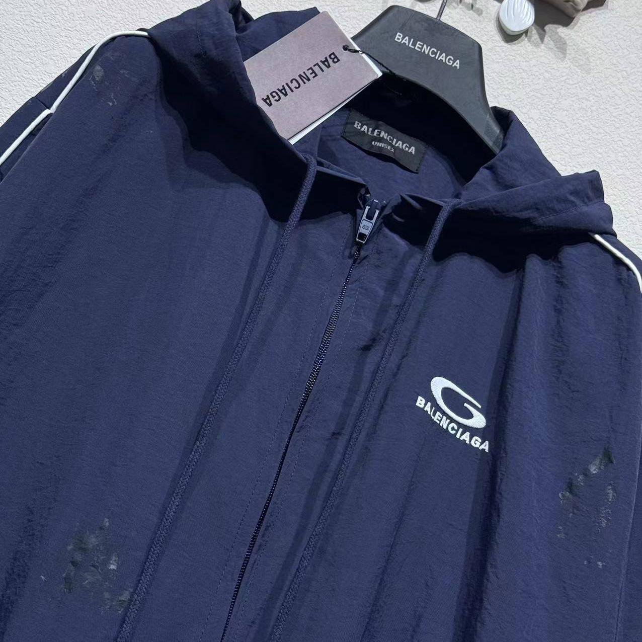 Balenciaga Painter Tracksuit Jacket In Navy Techno Poplin - DopestKickz