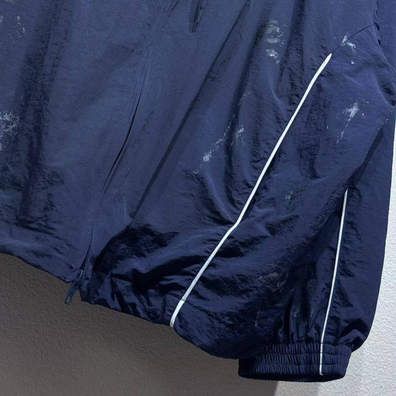 Balenciaga Painter Tracksuit Jacket In Navy Techno Poplin - DopestKickz