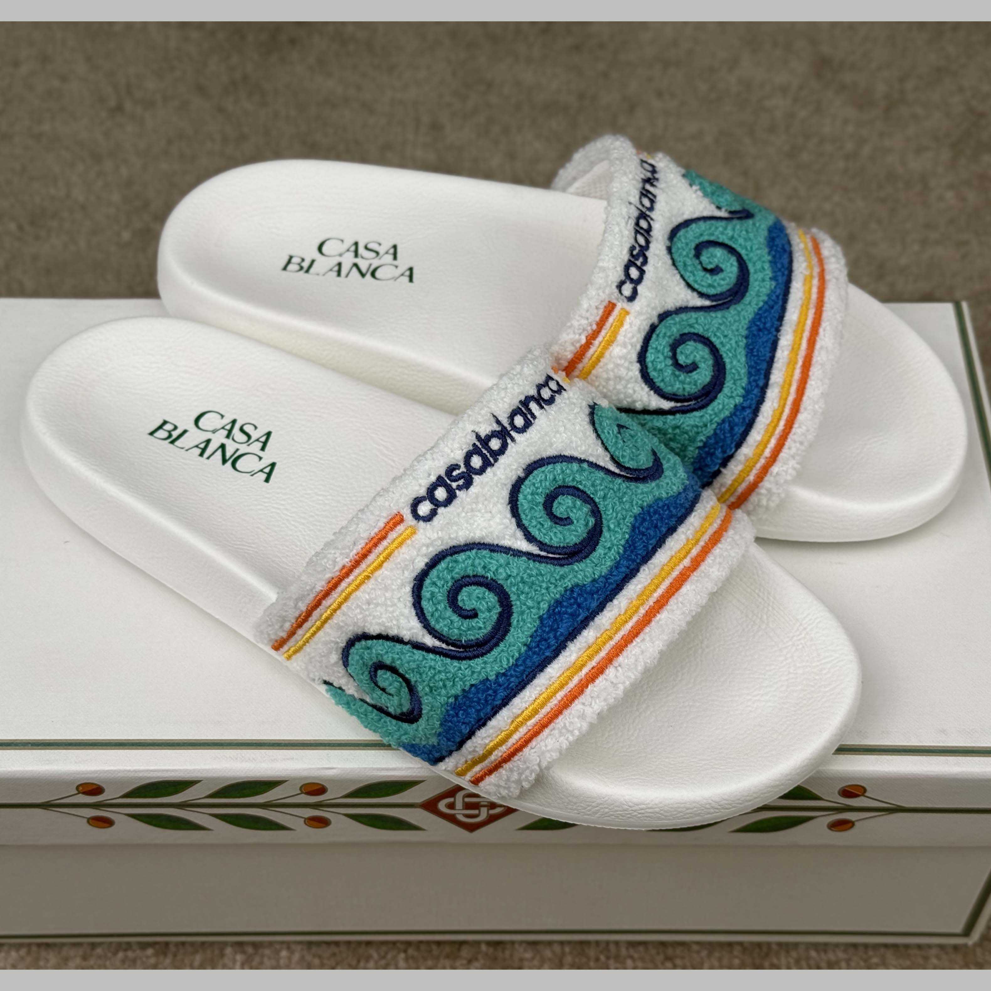 Casablanca Men's Embroidered Terry Slide Sandals - DopestKickz