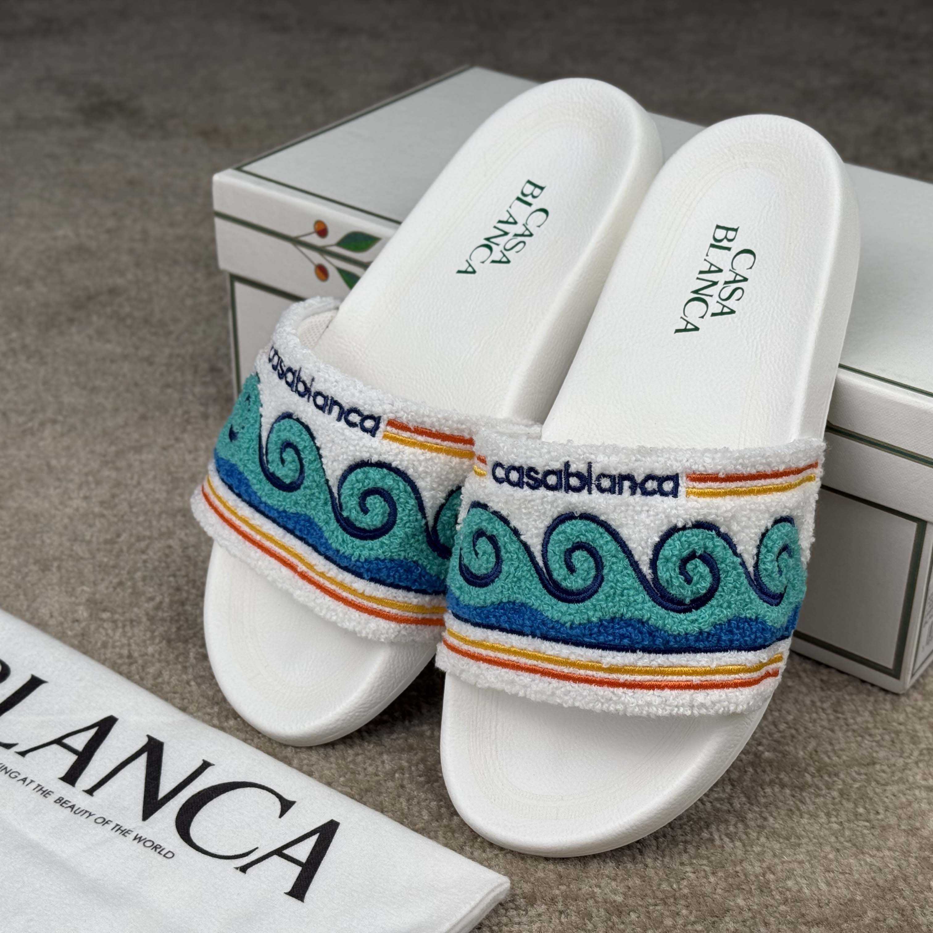 Casablanca Men's Embroidered Terry Slide Sandals - DopestKickz