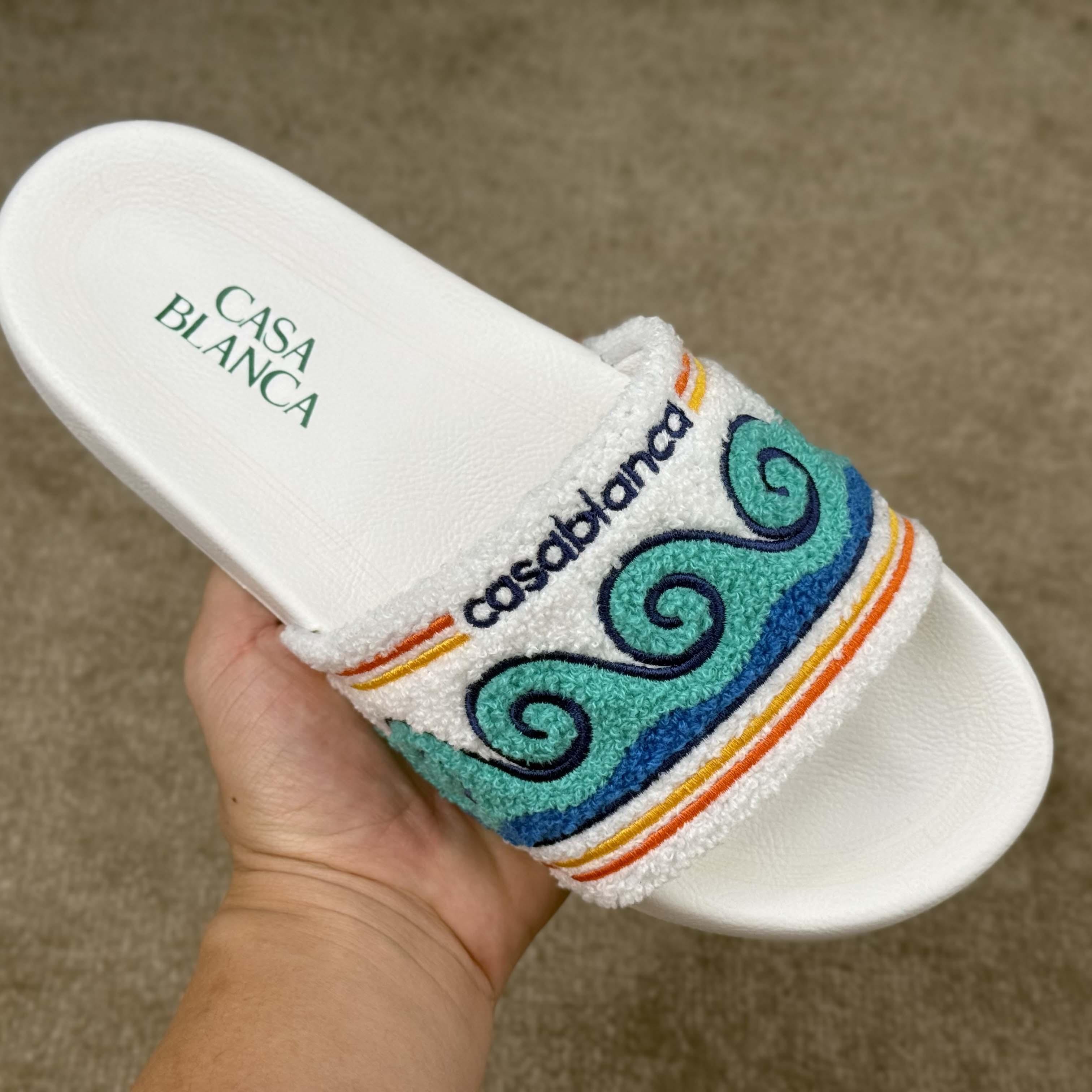 Casablanca Men's Embroidered Terry Slide Sandals - DopestKickz