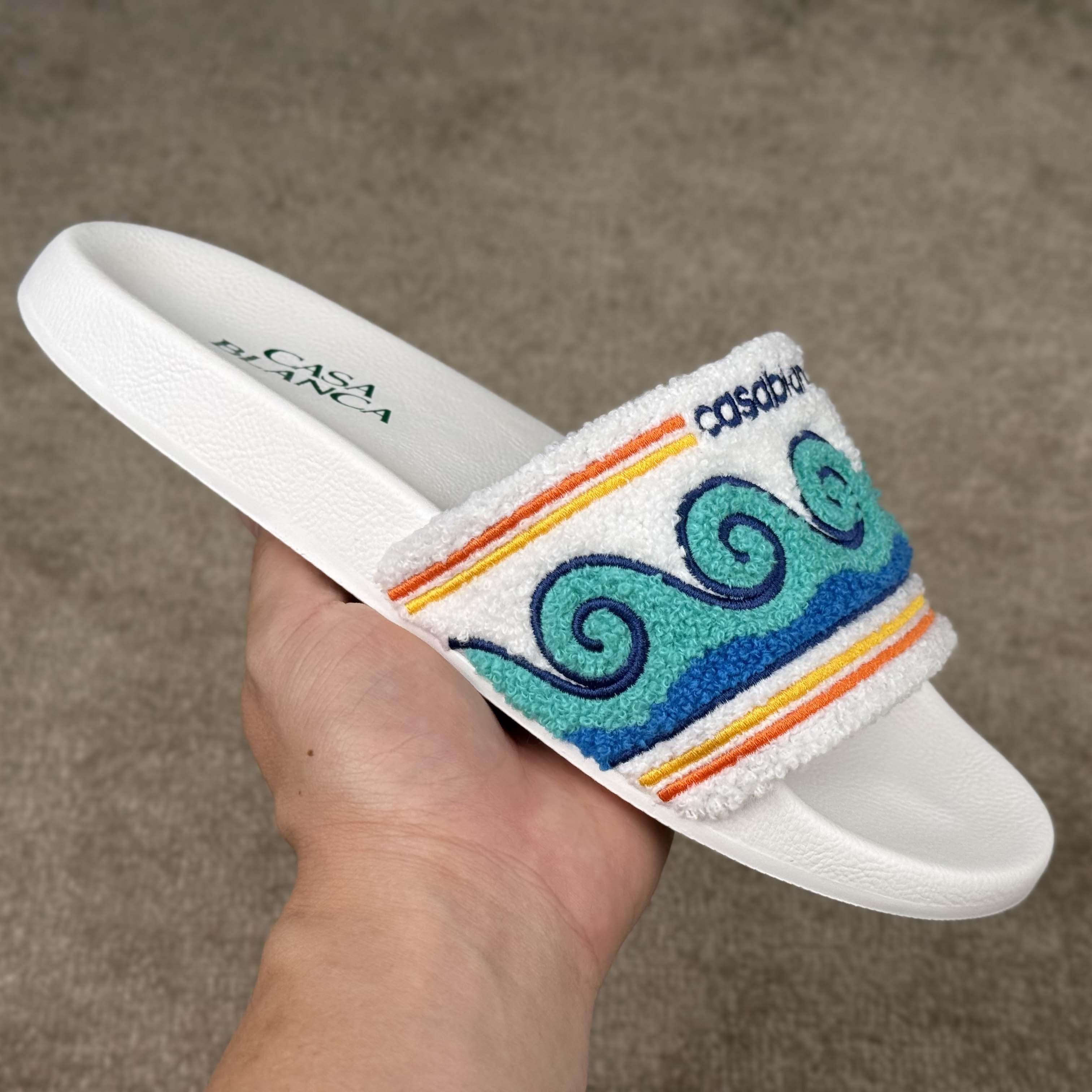 Casablanca Men's Embroidered Terry Slide Sandals - DopestKickz