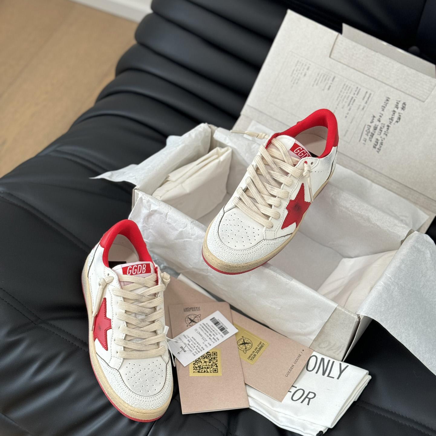 Golden Goose Ball Star 'White Red'  - DopestKickz