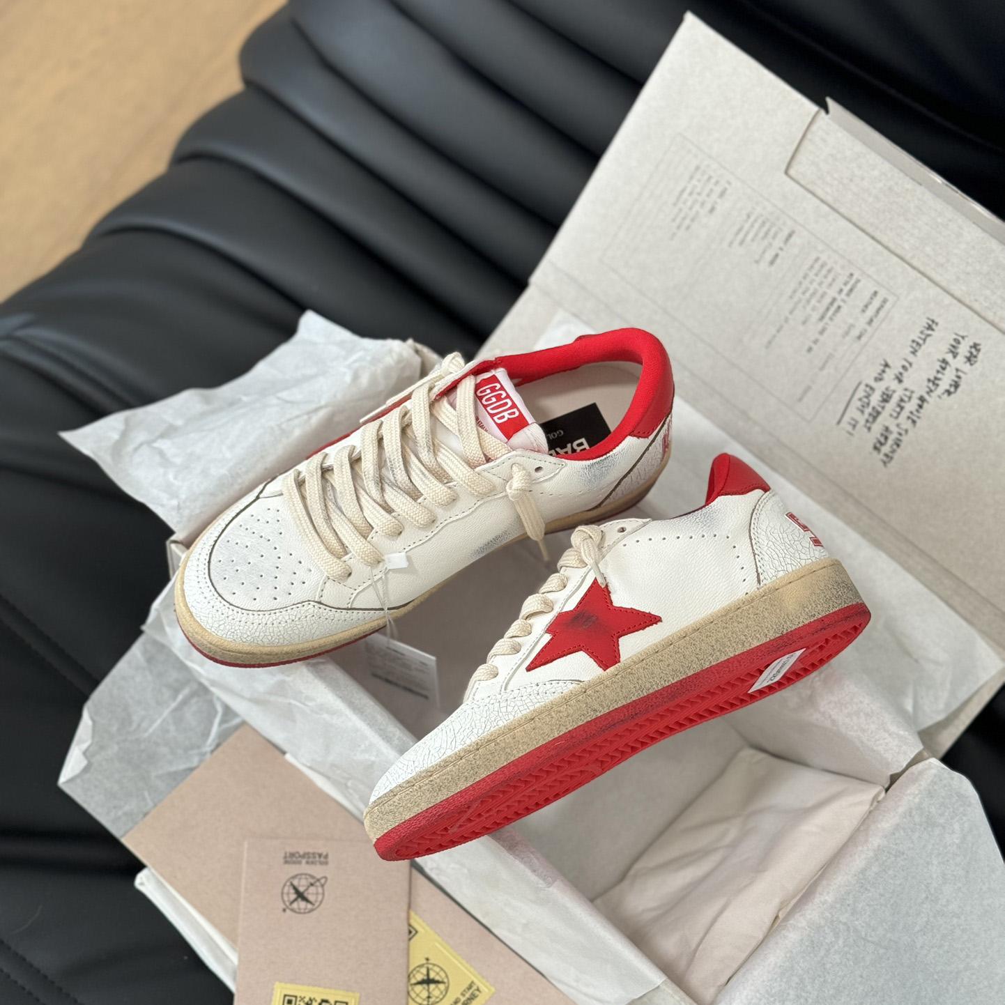 Golden Goose Ball Star 'White Red'  - DopestKickz
