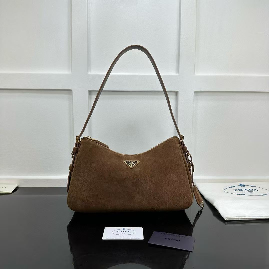 Prada Aimée Medium Suede Shoulder Bag - DopestKickz