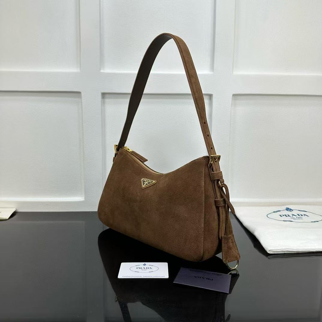 Prada Aimée Medium Suede Shoulder Bag - DopestKickz
