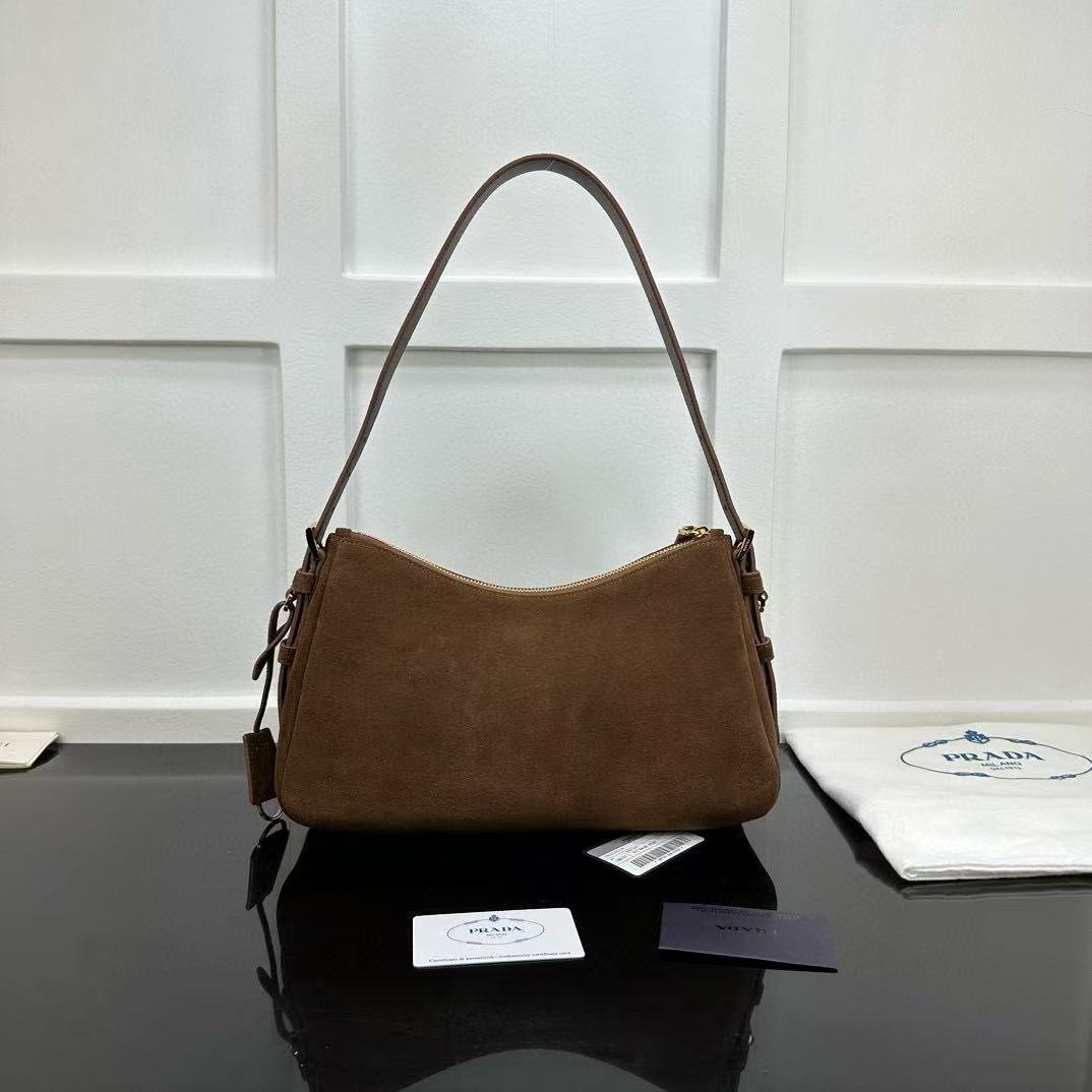 Prada Aimée Medium Suede Shoulder Bag - DopestKickz