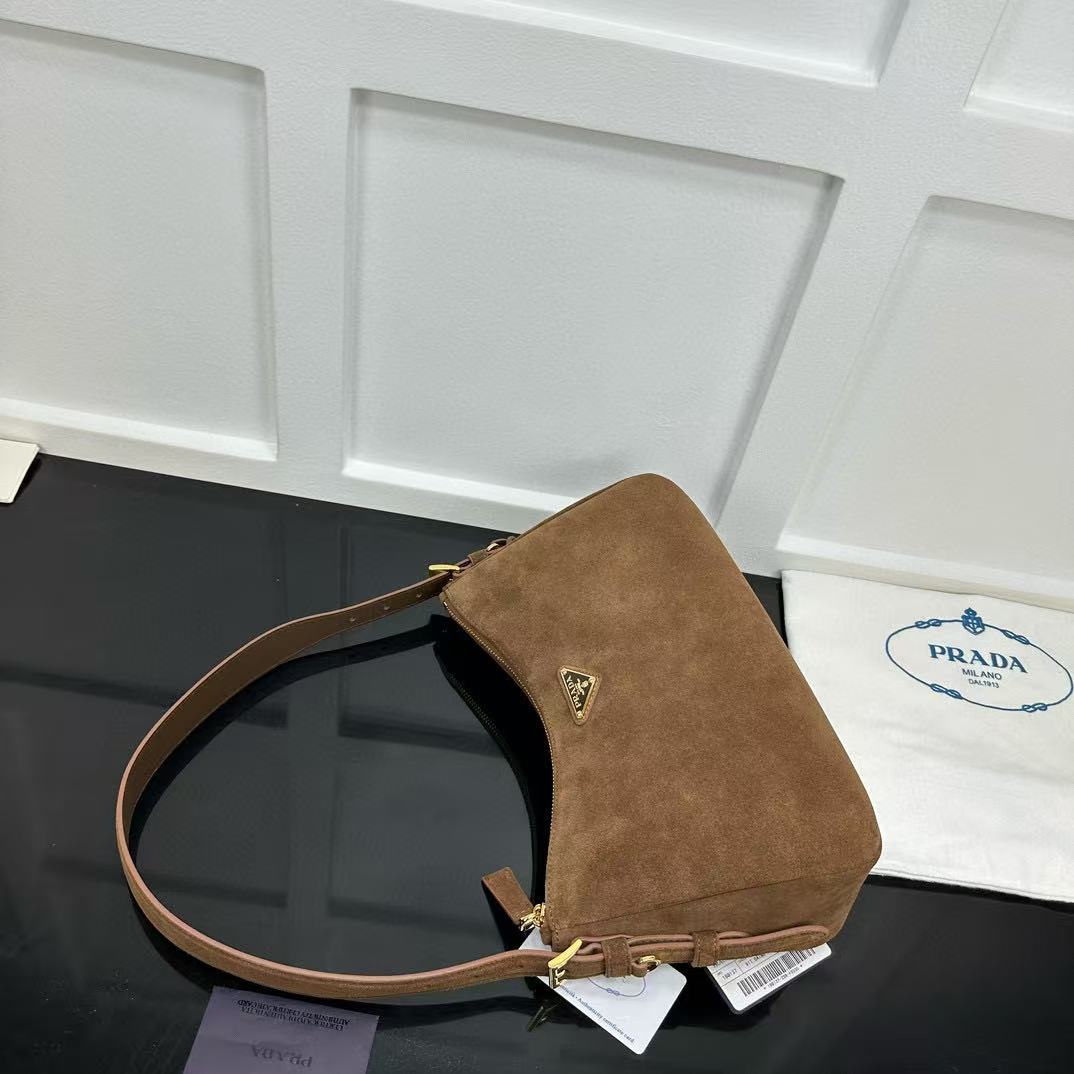 Prada Aimée Medium Suede Shoulder Bag - DopestKickz