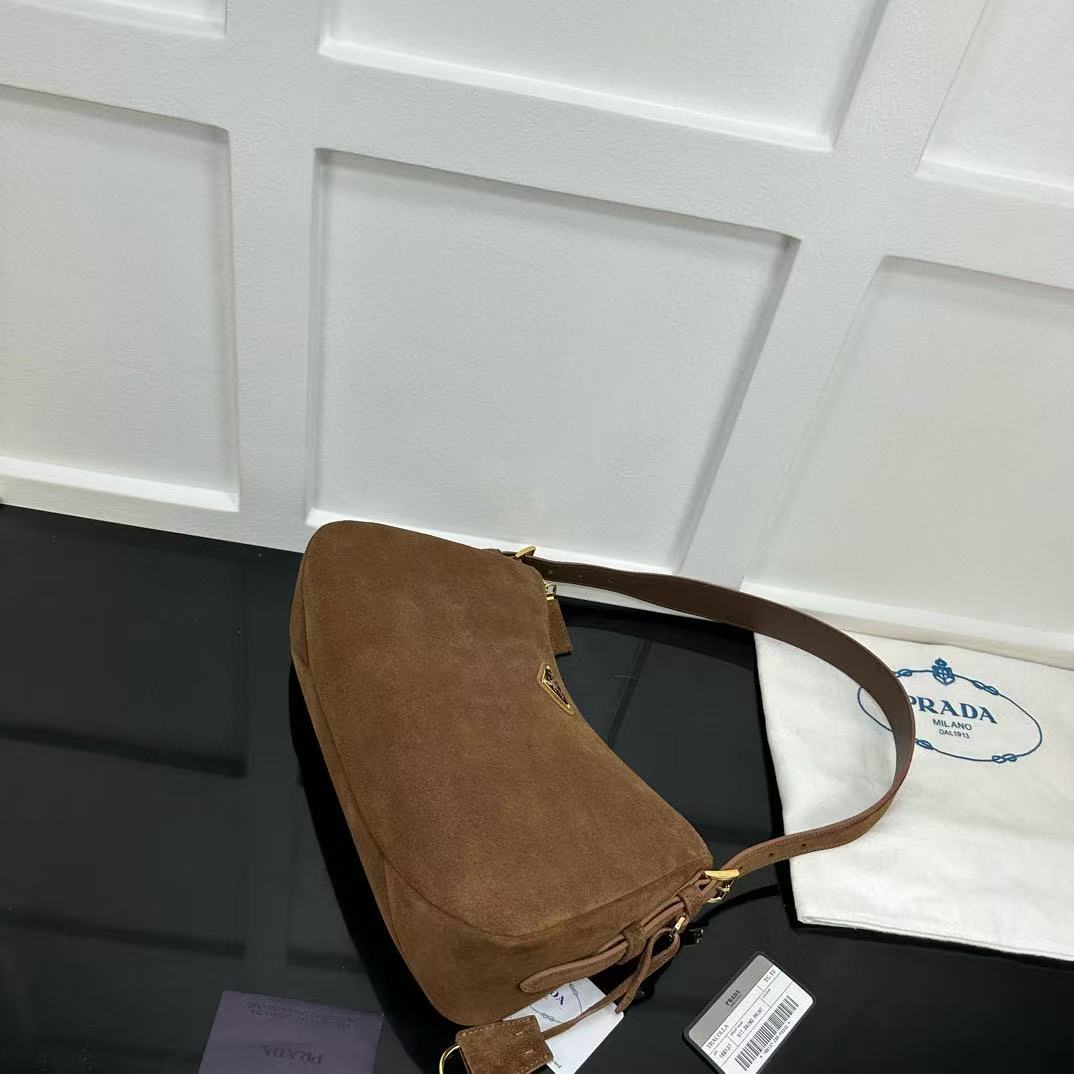 Prada Aimée Medium Suede Shoulder Bag - DopestKickz