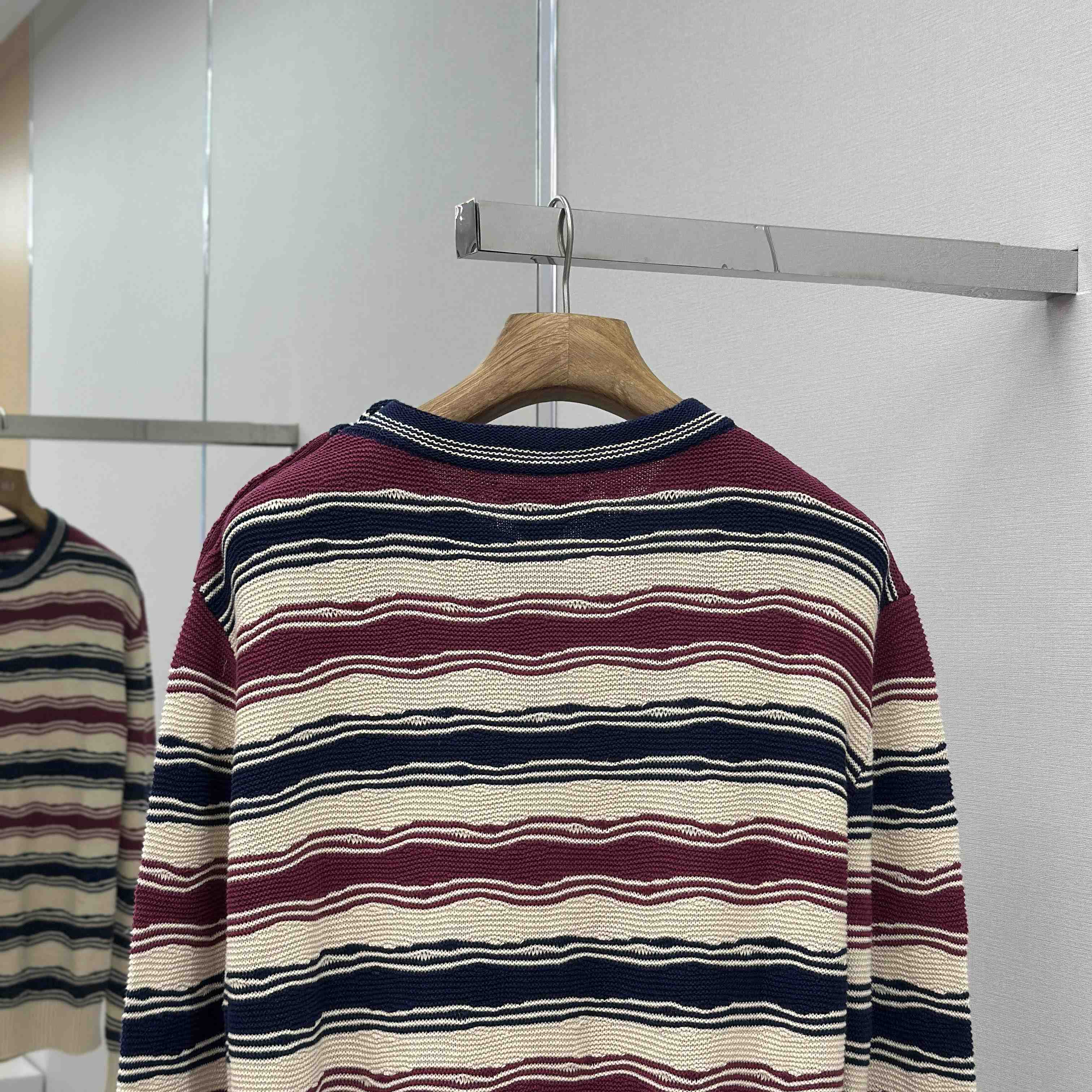 Bottega Veneta Men's Red Distorted Stripe Linen & Cotton Sweater  - DopestKickz