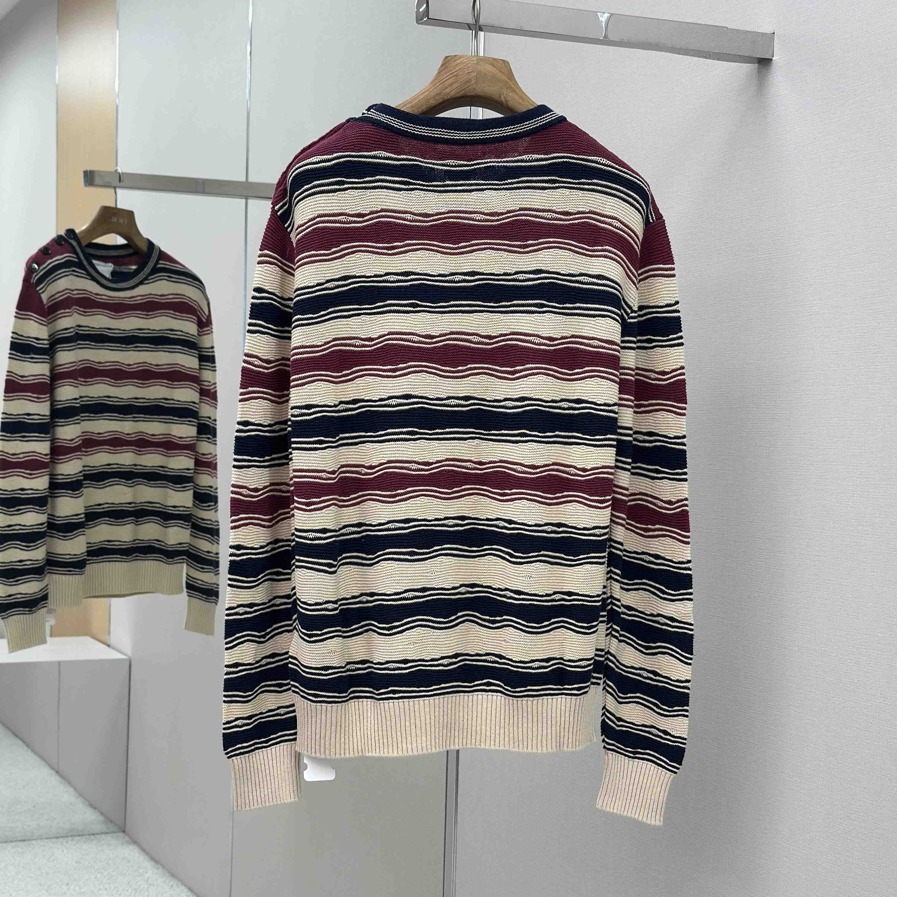 Bottega Veneta Men's Red Distorted Stripe Linen & Cotton Sweater  - DopestKickz