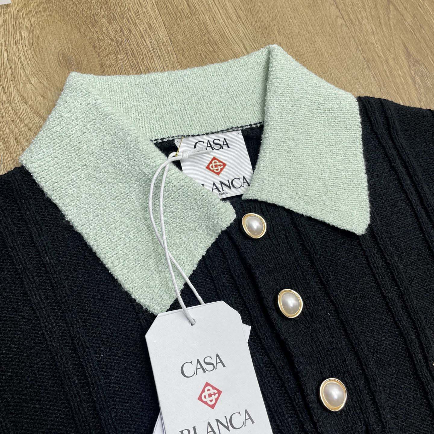 Casablanca Boucle Long Sleeve Polo Shirt     D0101 - DopestKickz