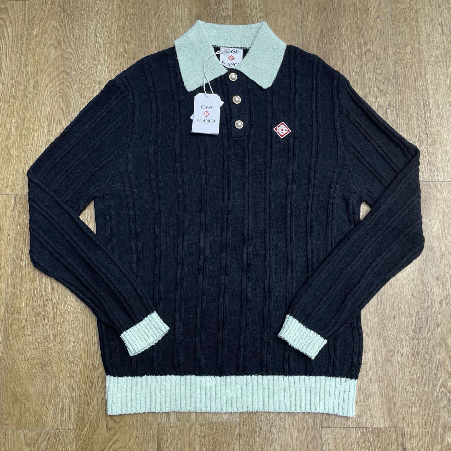 Casablanca Boucle Long Sleeve Polo Shirt     D0101 - DopestKickz