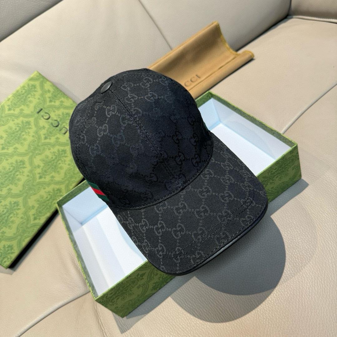 Gucci Original GG Canvas Baseball Hat With Web - DopestKickz