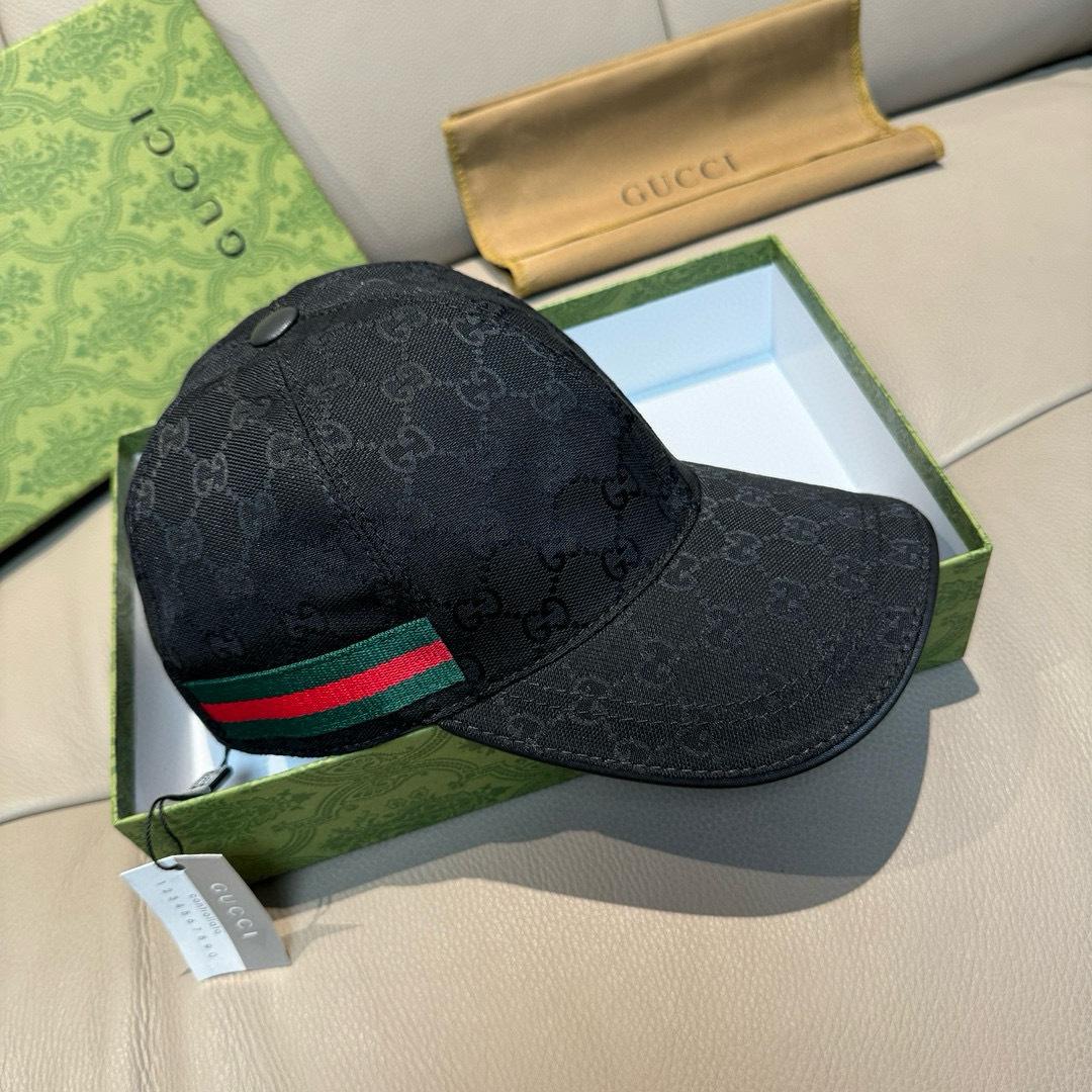 Gucci Original GG Canvas Baseball Hat With Web - DopestKickz