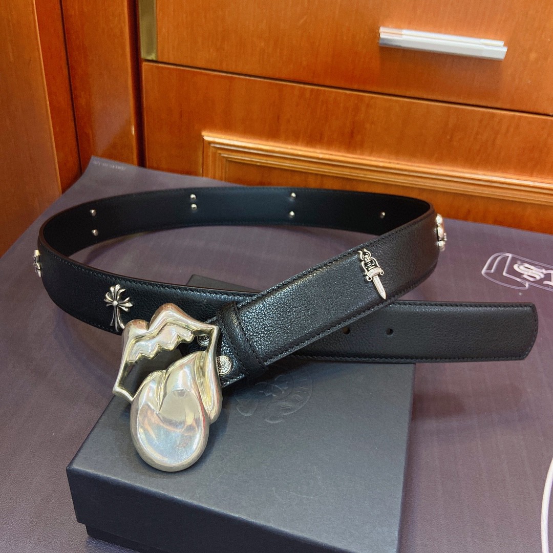 Chrome Hearts Leather Belt   - DopestKickz