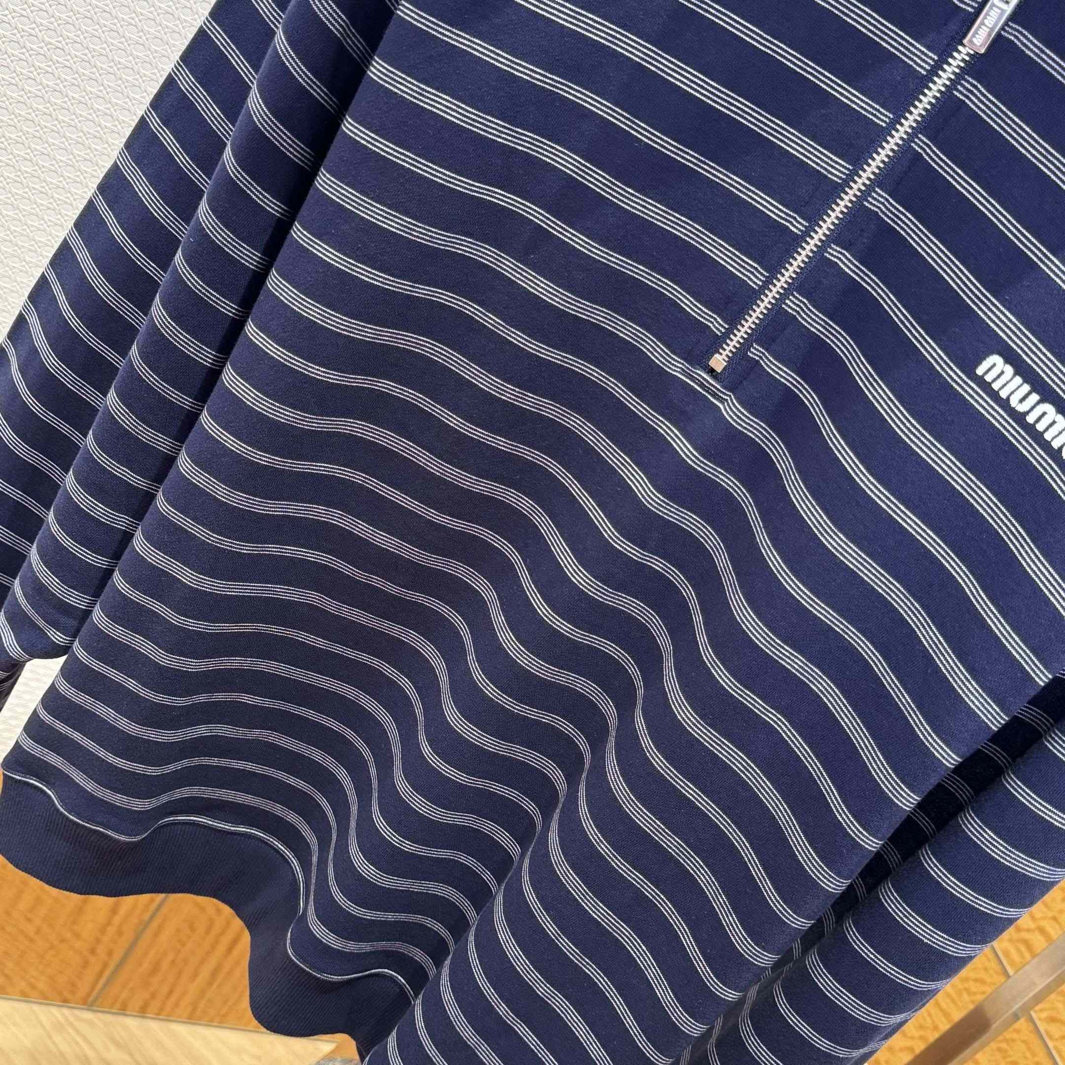Miu Miu Striped ZIp-Up Polo Shirt - DopestKickz