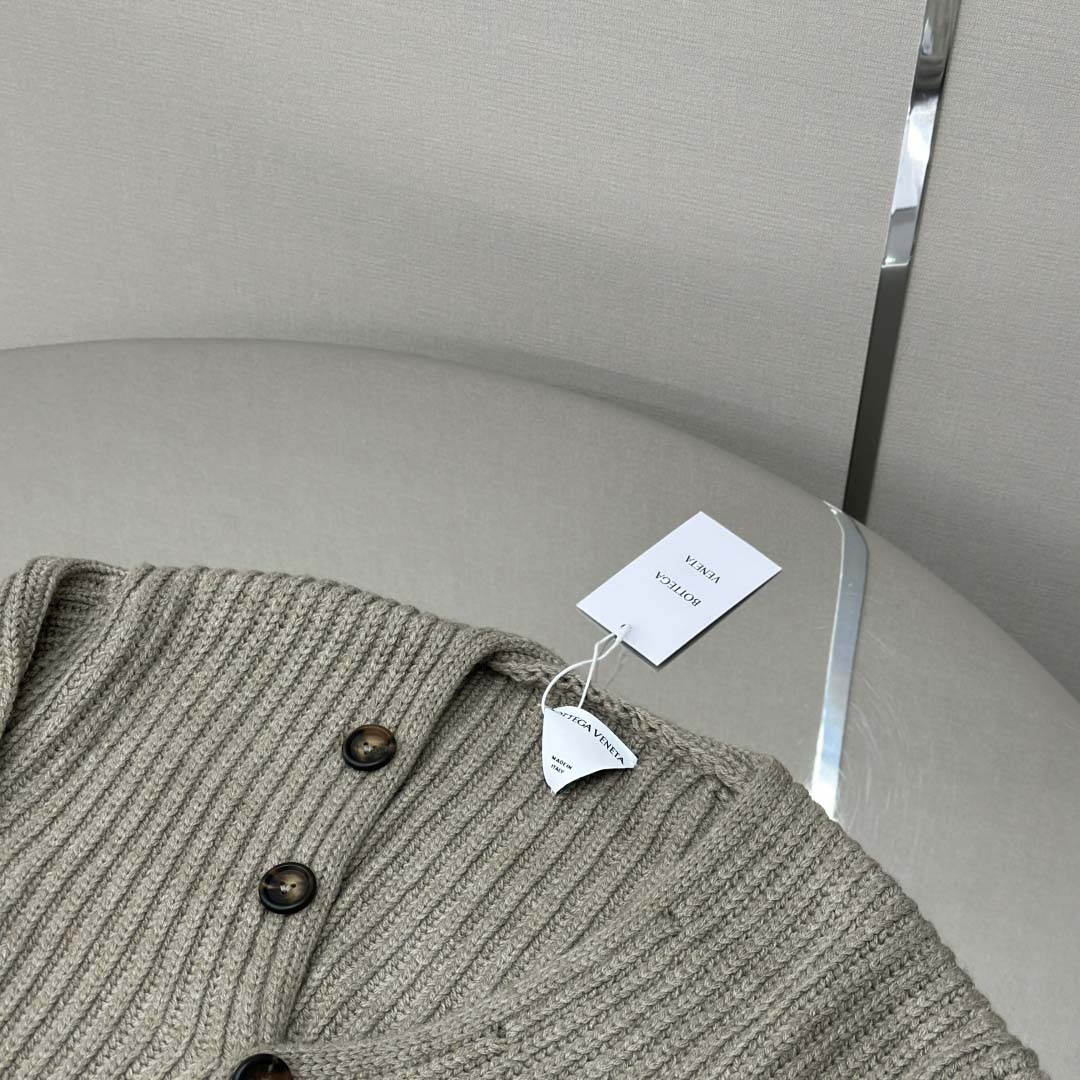 Bottega Veneta Neutral V-Neck Knit Cardigan - DopestKickz