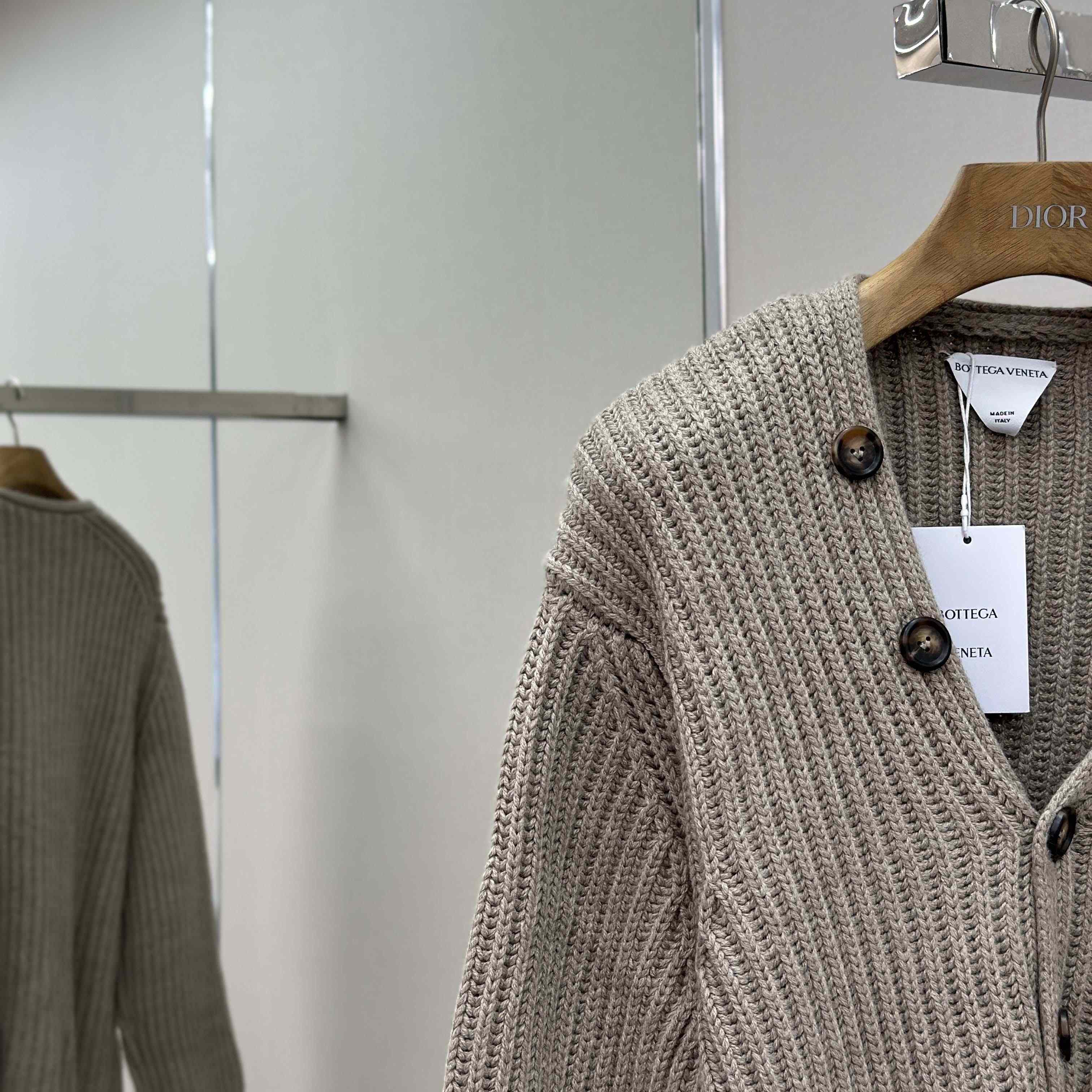 Bottega Veneta Neutral V-Neck Knit Cardigan - DopestKickz